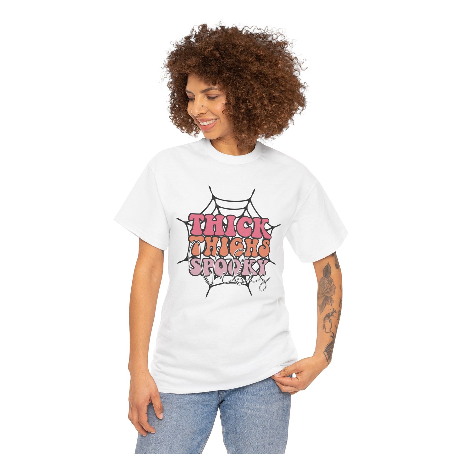 Thick Thighs Spooky Vibes Women's Heavy Cotton T-Shirt