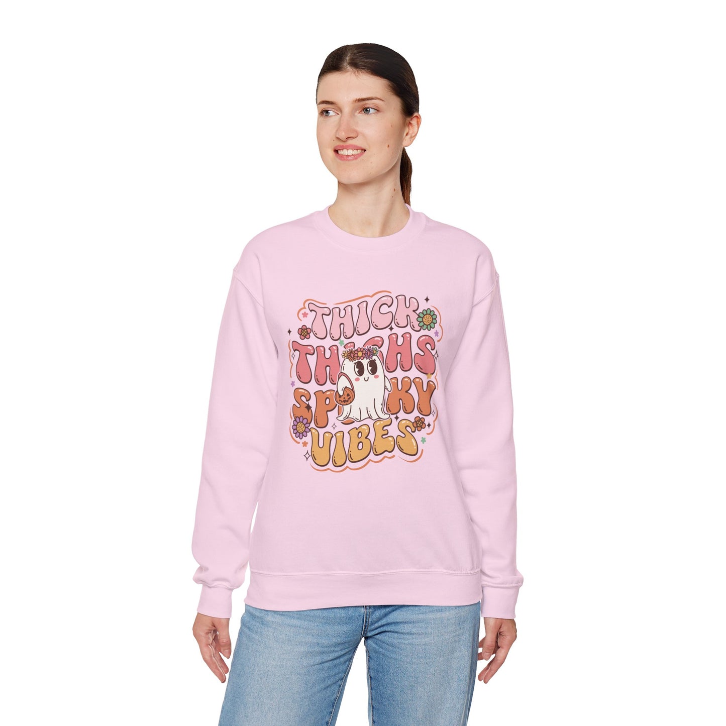 Thick Thighs Spooky Vibes II Women's Heavy Blend Crewneck Sweatshirt