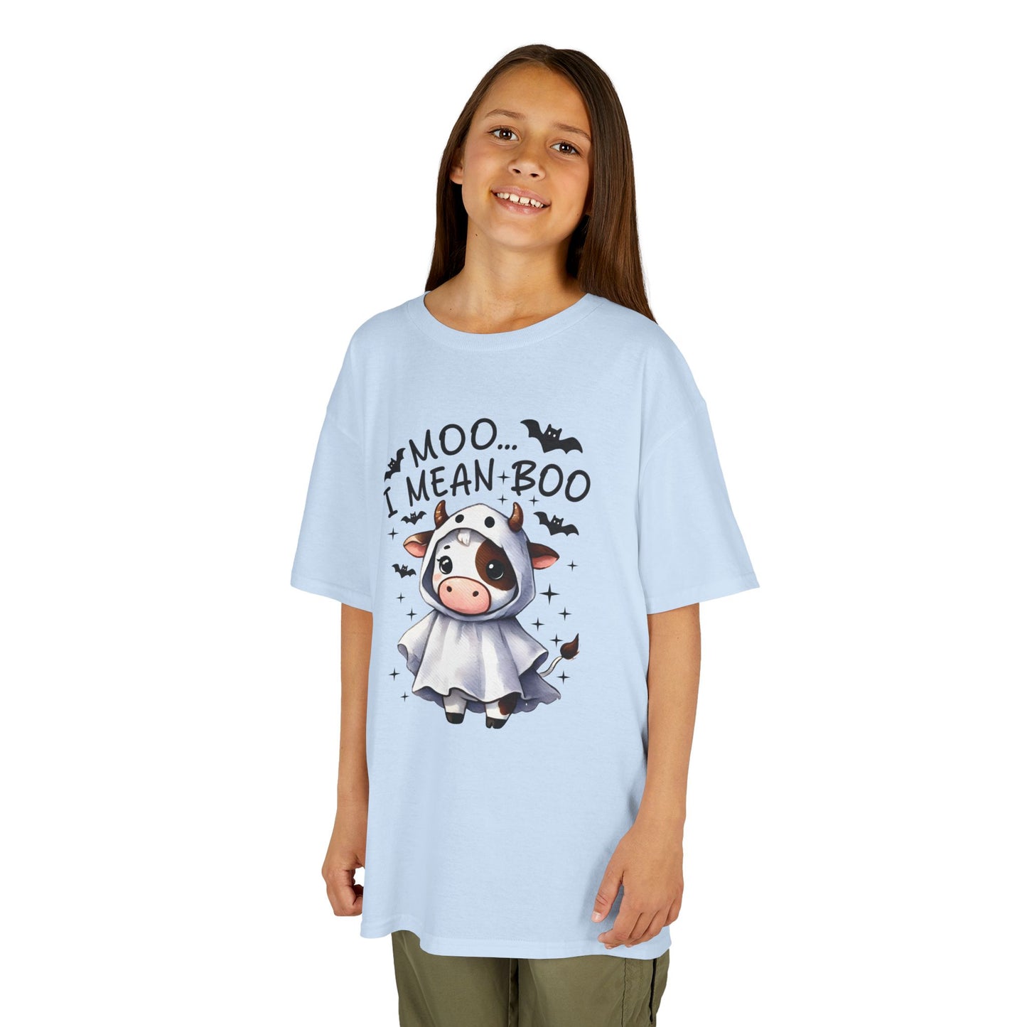 MOO...I Mean-BOO Kids Heavy Cotton T-Shirt