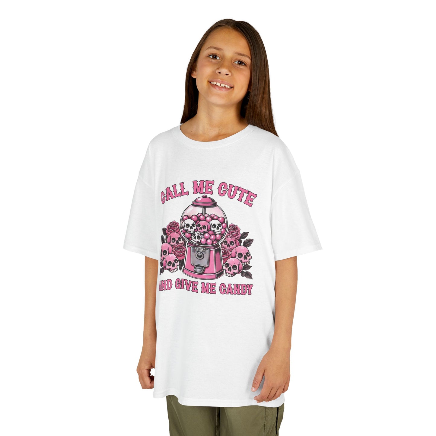 Call Me Cute And Give Me Candy Kids Heavy Cotton T-Shirt