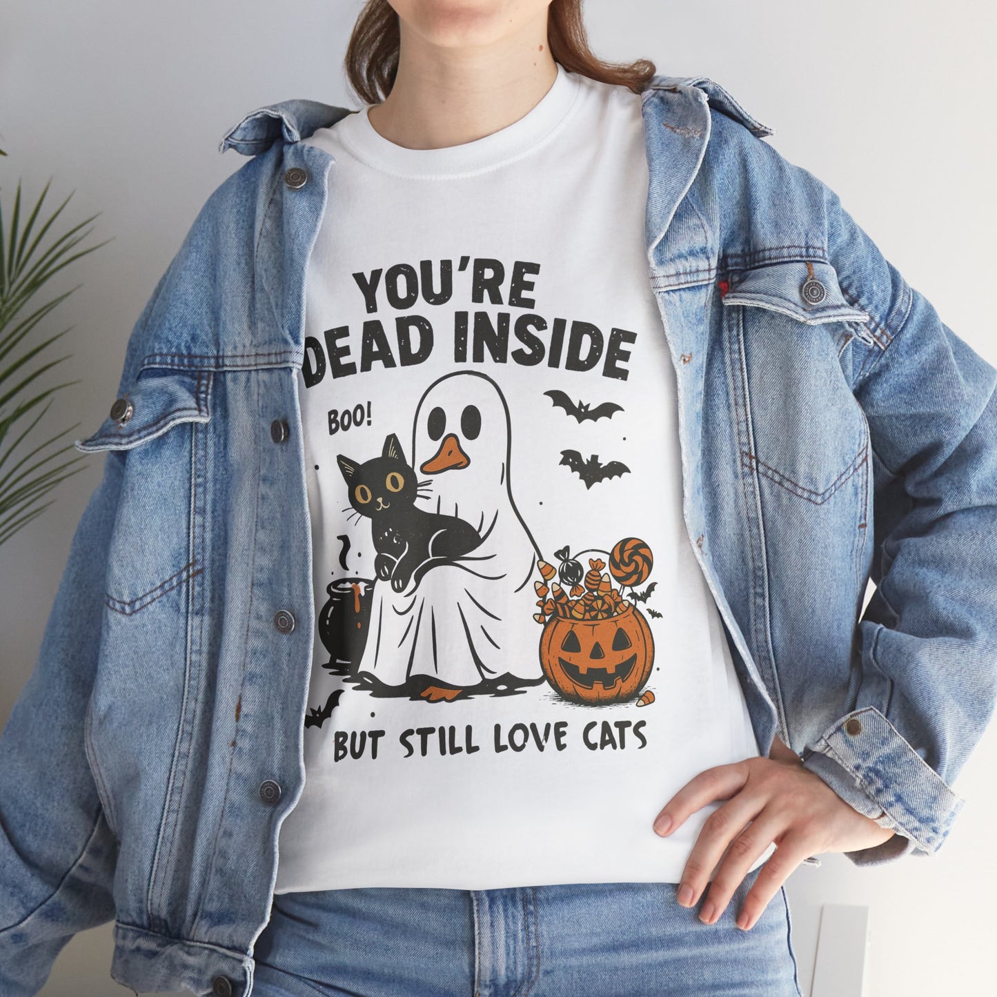 You're Dead Inside But Still Love Cats Unisex Heavy Cotton T-Shirt