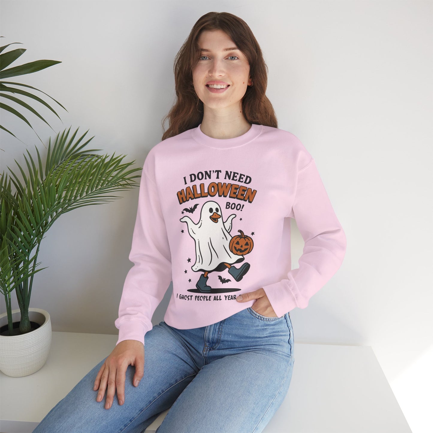 I Don’t Need Halloween I Ghost People All Year Round Unisex Heavy Blend Crewneck Sweatshirt