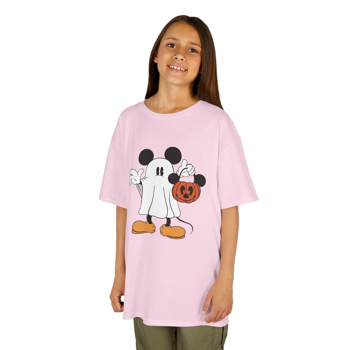 Mickey Ghost Kids Heavy Cotton T-Shirt