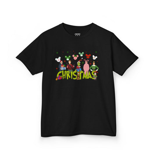 Christmas Character Squad Kids Christmas Tee – Cute Festive Holiday Characters Kids Heavy Cotton T-Shirt