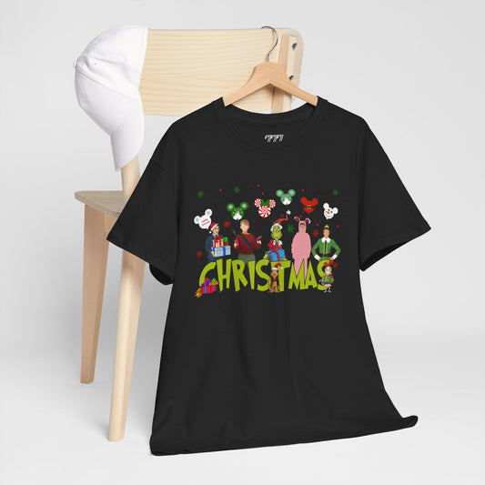Christmas Character Squad Tee – Cute Festive Holiday Characters Unisex Heavy Cotton T-Shirt