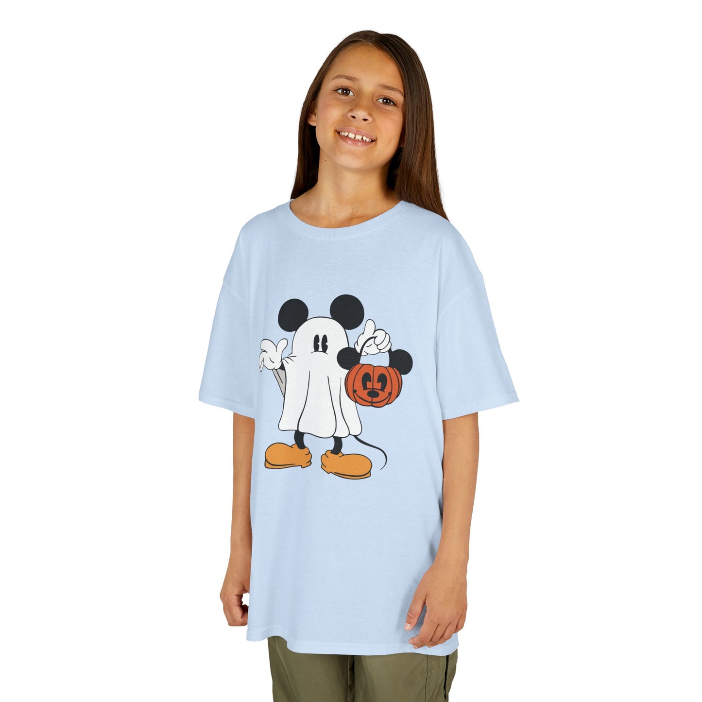 Mickey Ghost Kids Heavy Cotton T-Shirt