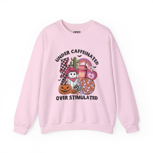 Under Caffeinated Over Stimulated Women's Heavy Blend Crewneck Sweatshirt