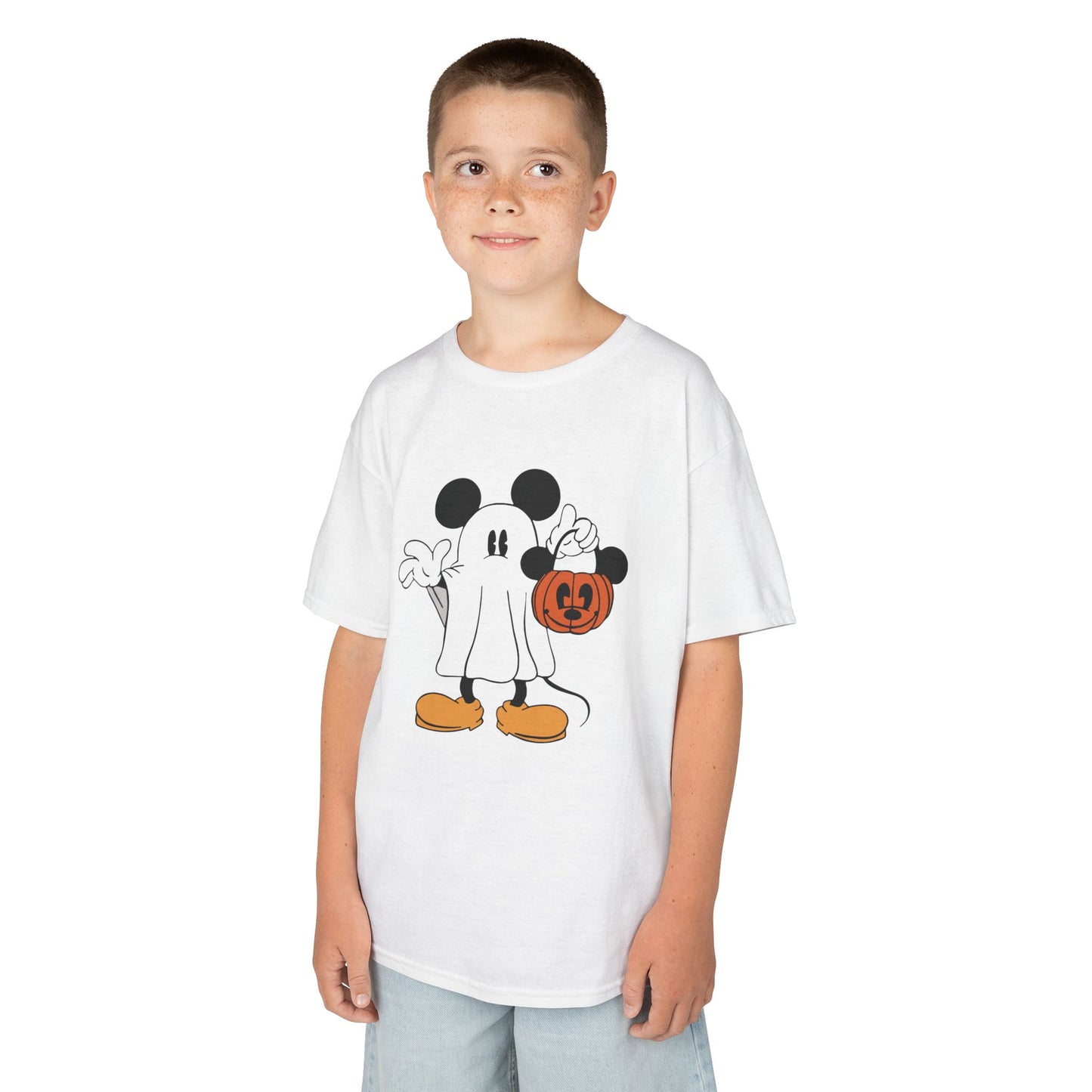 Mickey Ghost Kids Heavy Cotton T-Shirt