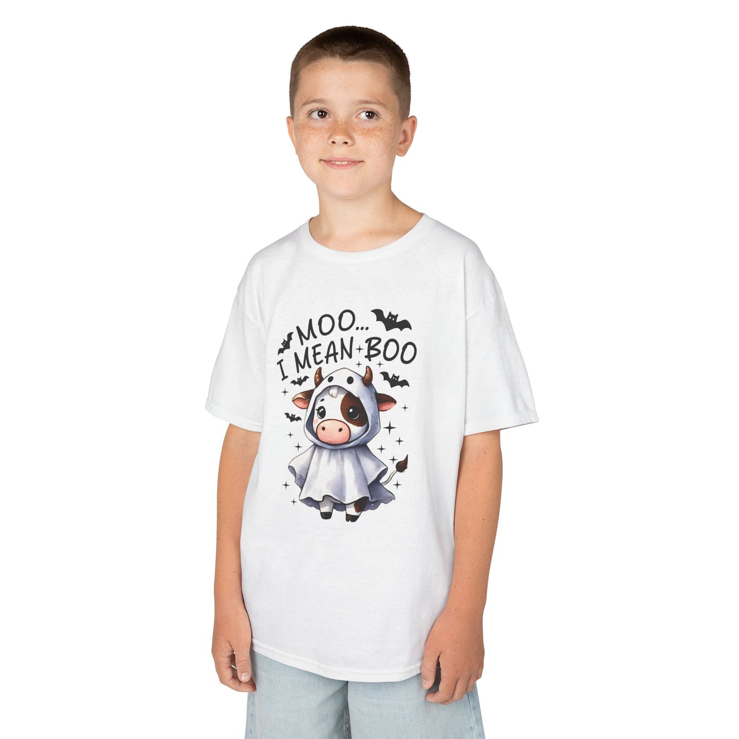 MOO...I Mean-BOO Kids Heavy Cotton T-Shirt