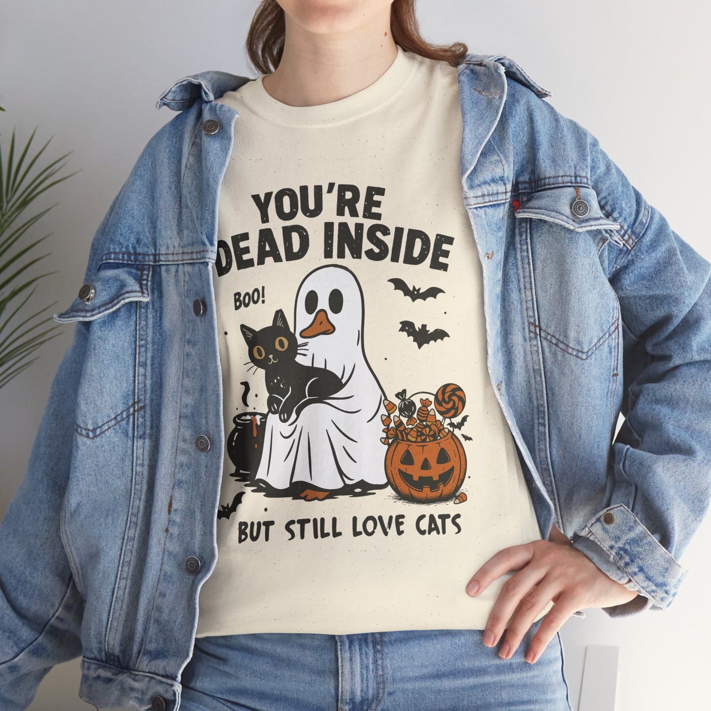 You're Dead Inside But Still Love Cats Unisex Heavy Cotton T-Shirt