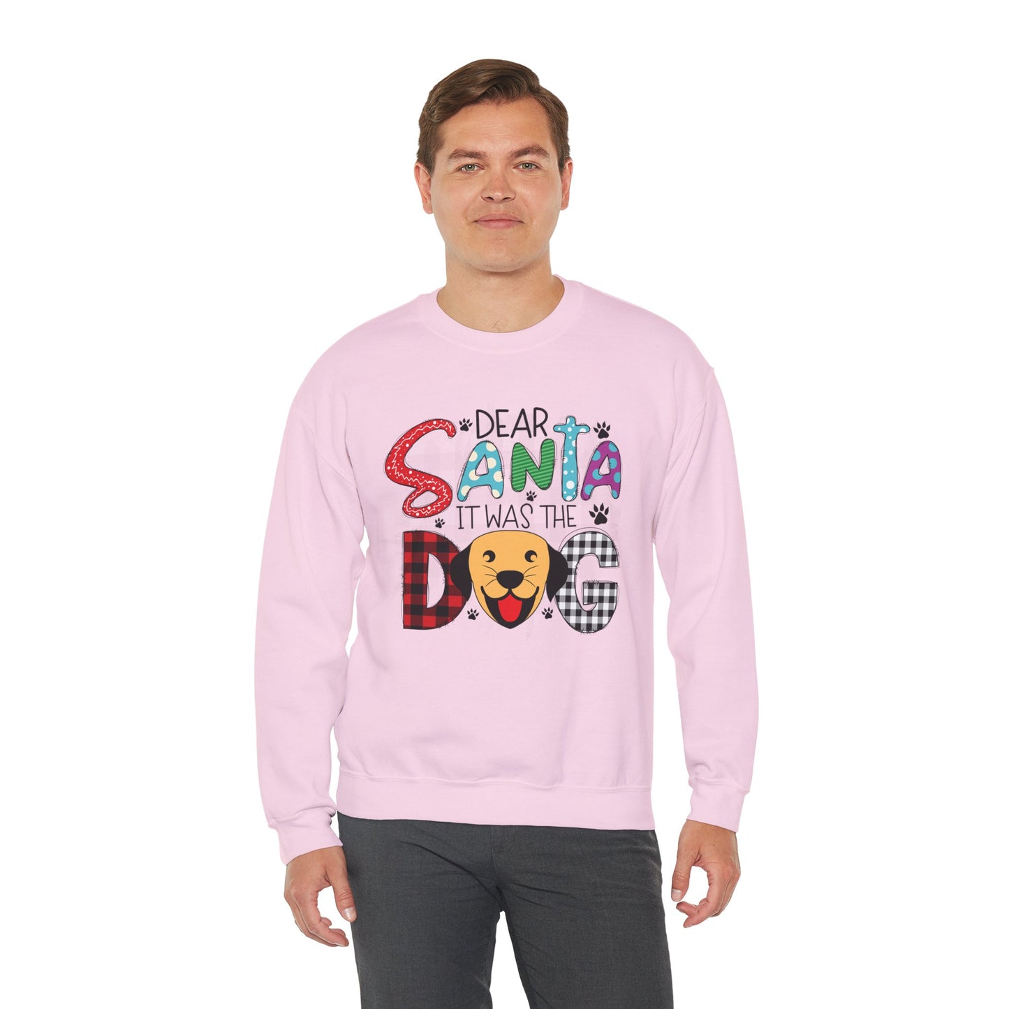 Dear Santa It Was The Dog Christmas Crewneck – Funny Holiday Dog Lover Sweatshirt (Unisex)