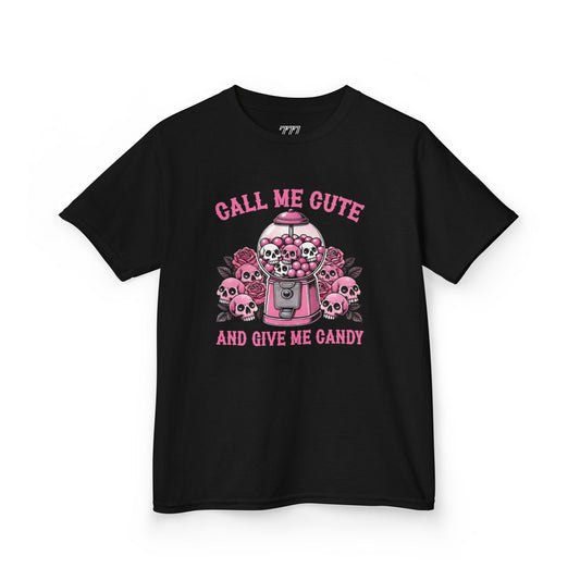 Call Me Cute And Give Me Candy Kids Heavy Cotton T-Shirt