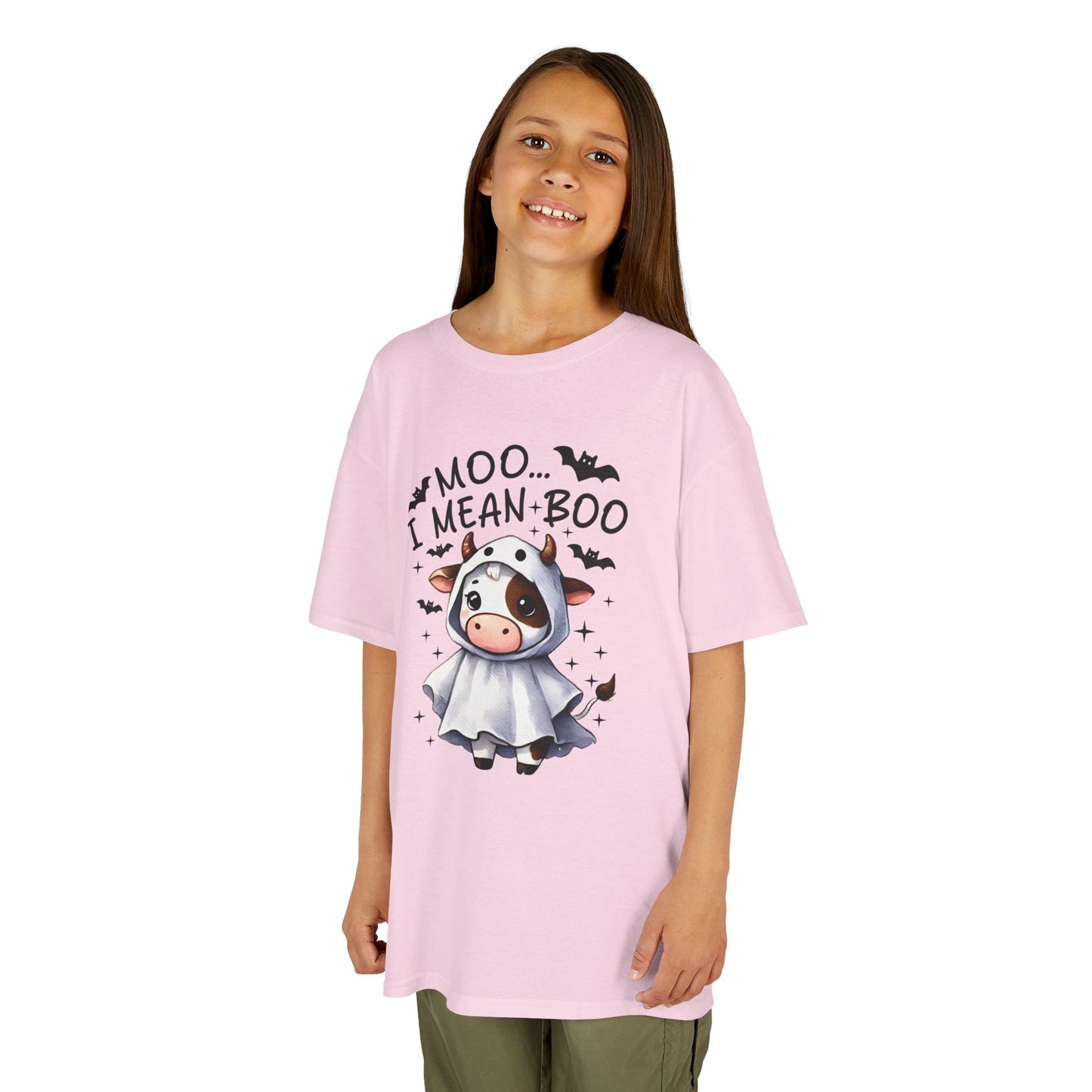 MOO...I Mean-BOO Kids Heavy Cotton T-Shirt