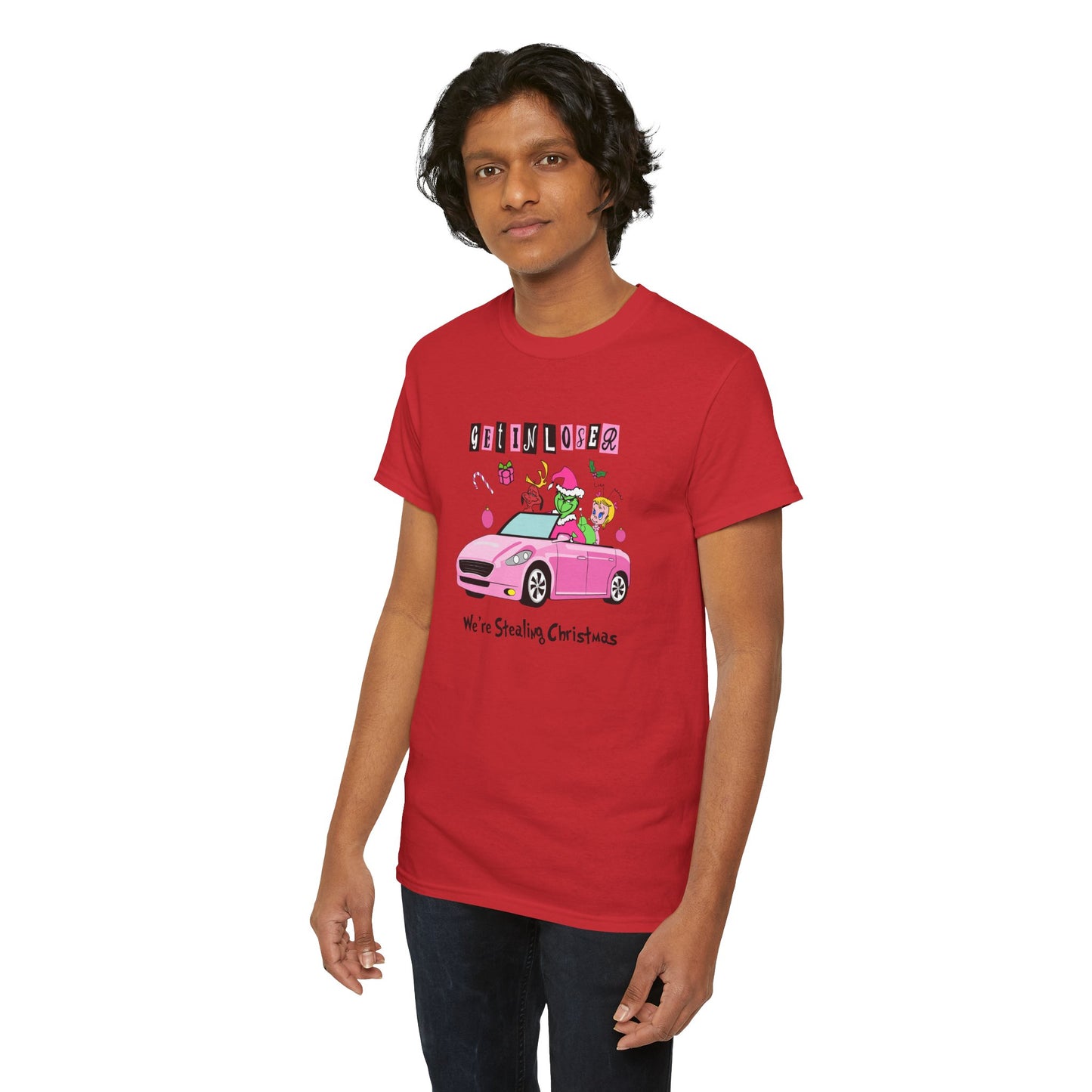 Get In Loser We’re Stealing Christmas T-Shirt – Funny Green Holiday Creature Tee (Unisex)
