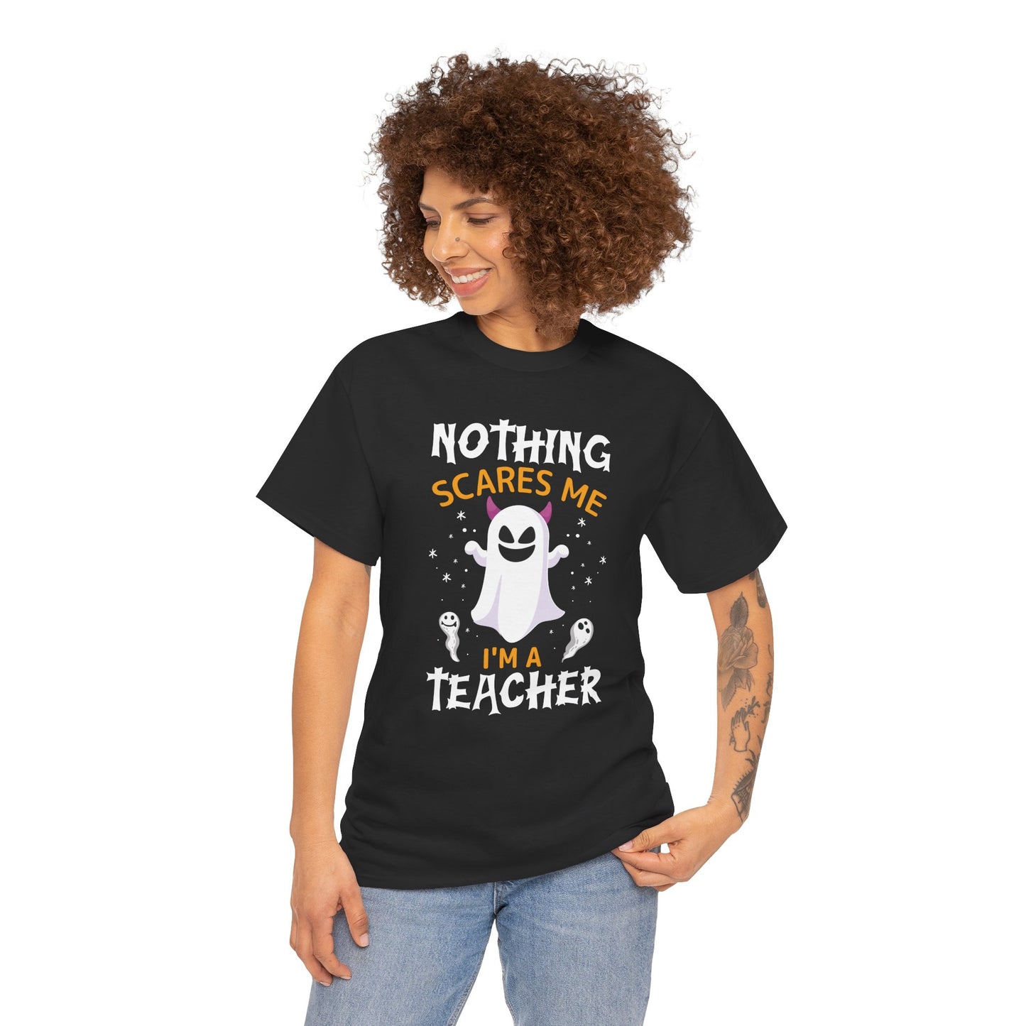 Nothing Scares Me I'm A Teacher Women's Heavy Cotton T-Shirt