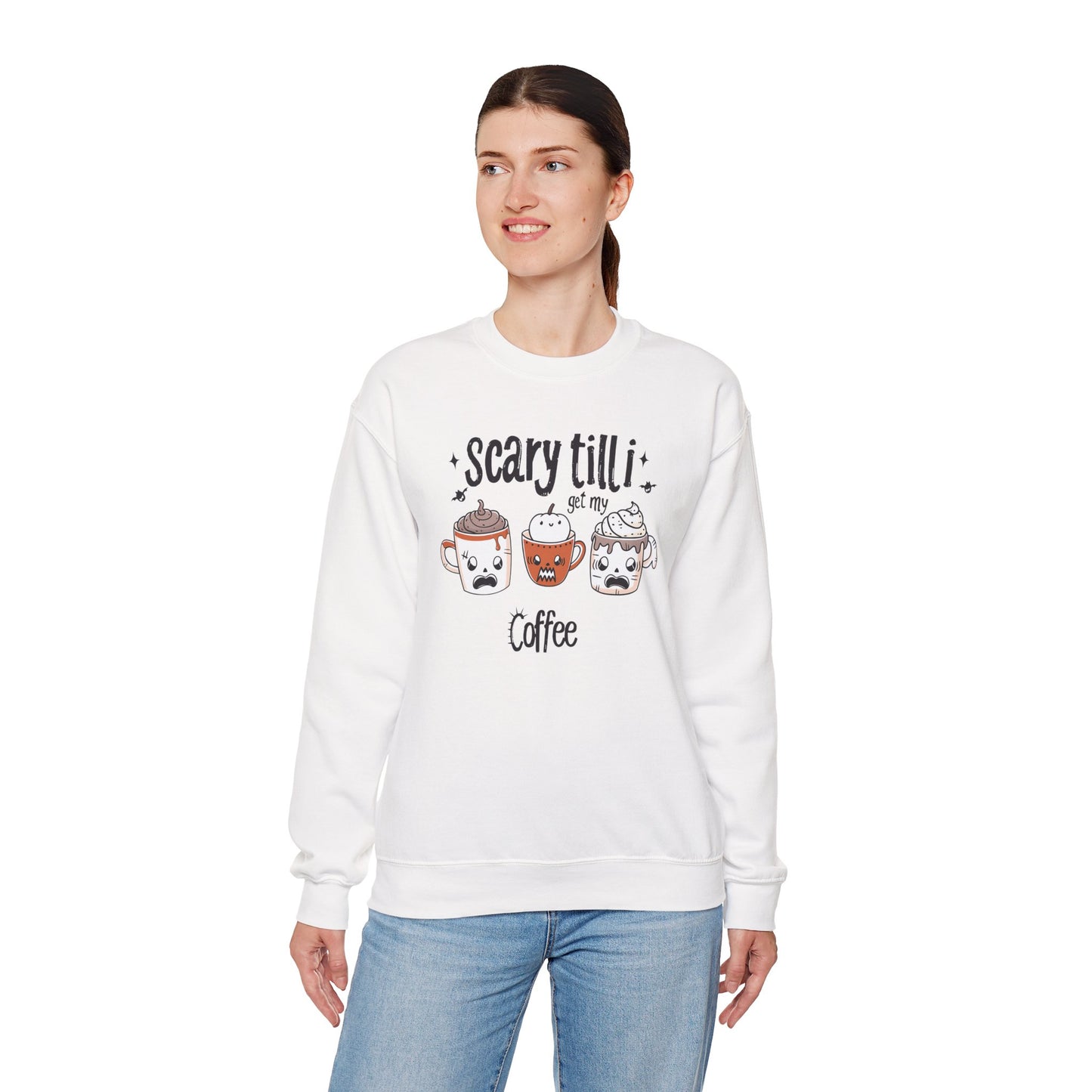 Scary Until I Get My Coffee Unisex Heavy Blend Crewneck Sweatshirt