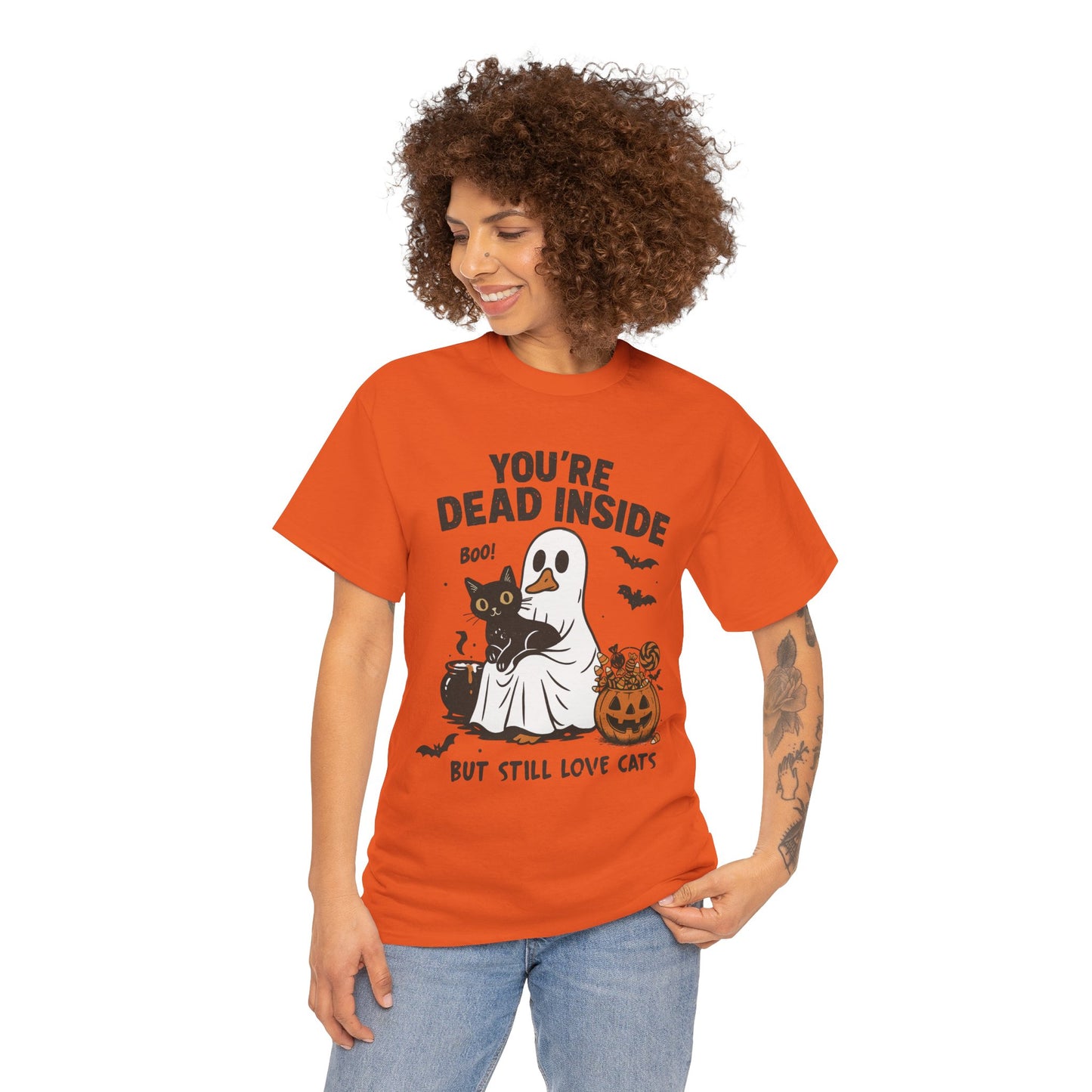 You're Dead Inside But Still Love Cats Unisex Heavy Cotton T-Shirt