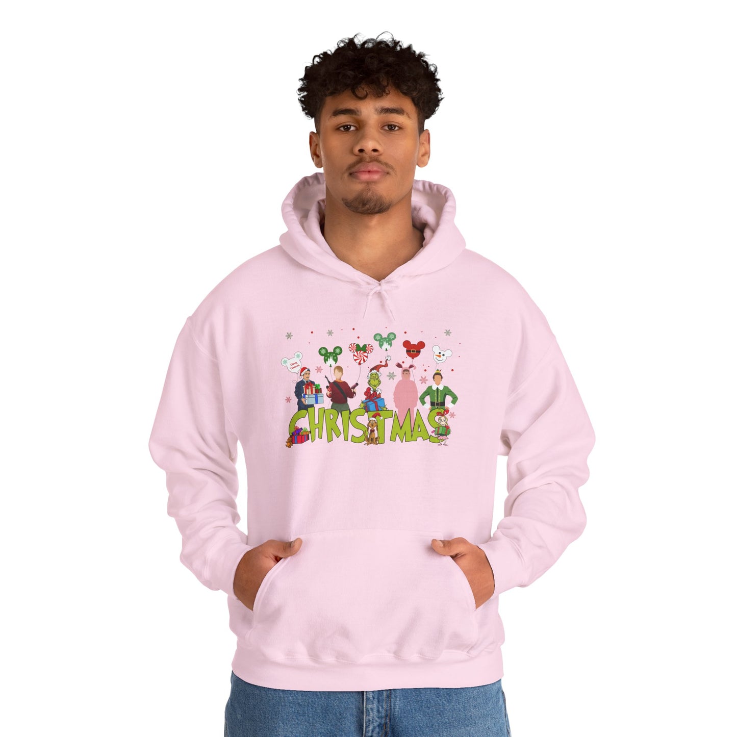 Christmas Character Squad Hoodie – Cute Festive Holiday Characters Unisex Heavy Blend Hooded Sweatshirt