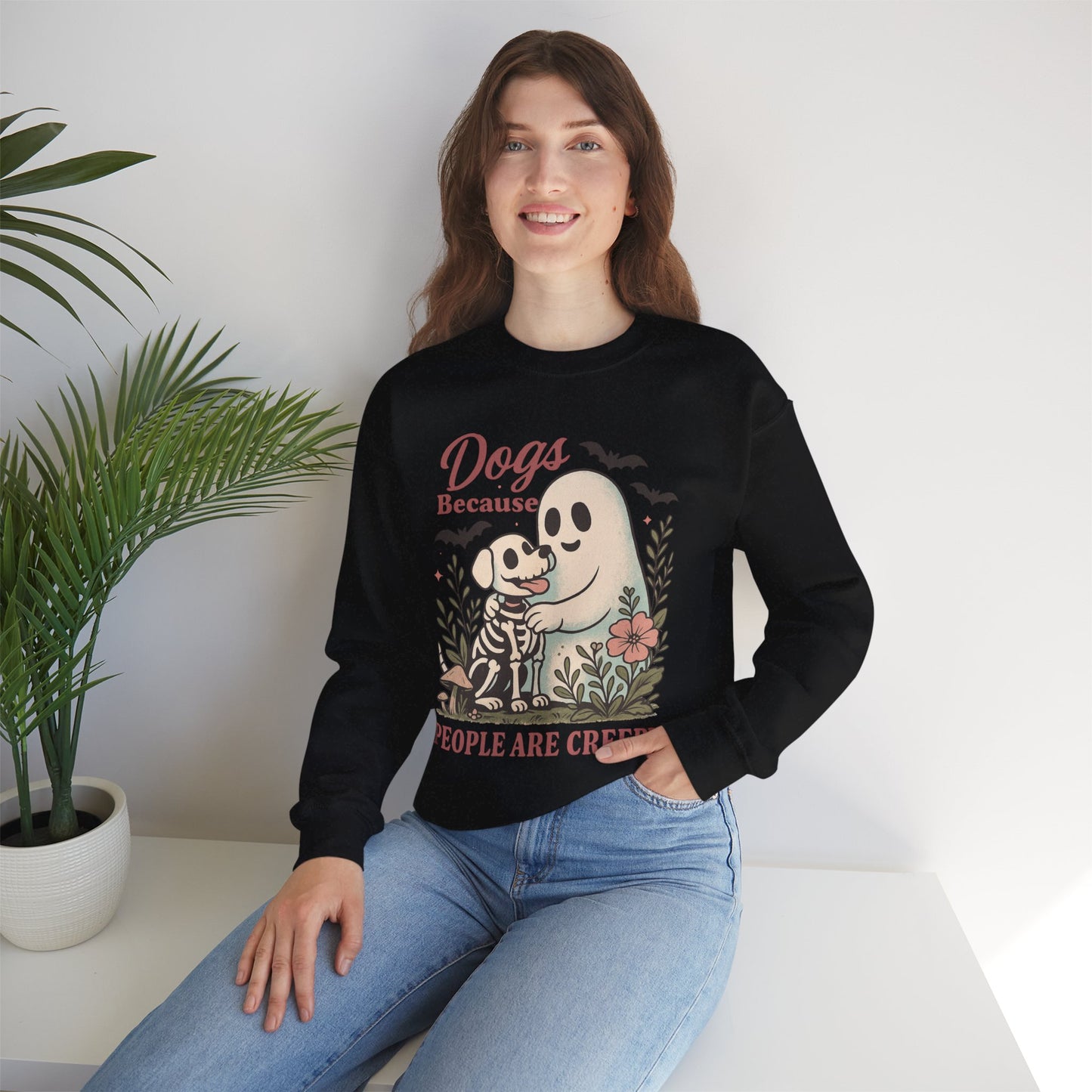 Dogs Because People Are Creepy Unisex Heavy Blend Crewneck Sweatshirt