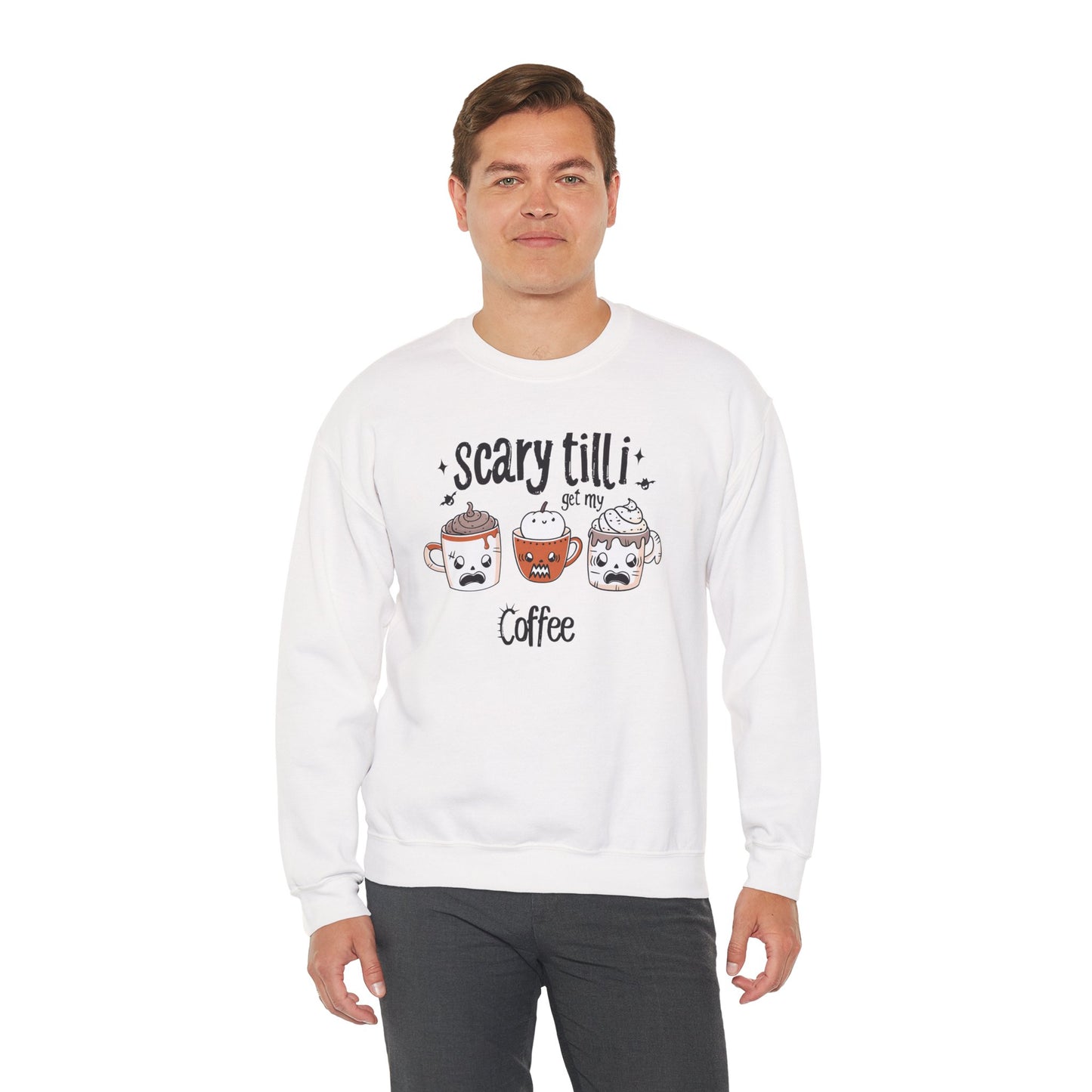 Scary Until I Get My Coffee Unisex Heavy Blend Crewneck Sweatshirt