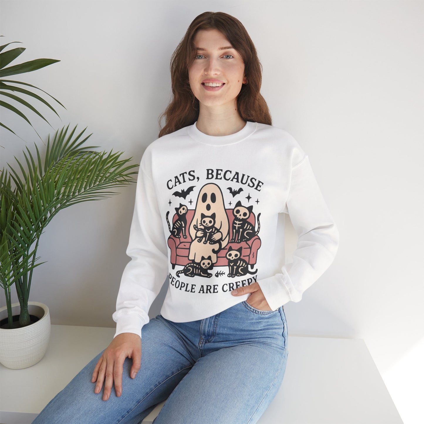 Cats Because People Are Creepy Unisex Heavy Blend Crewneck Sweatshirt