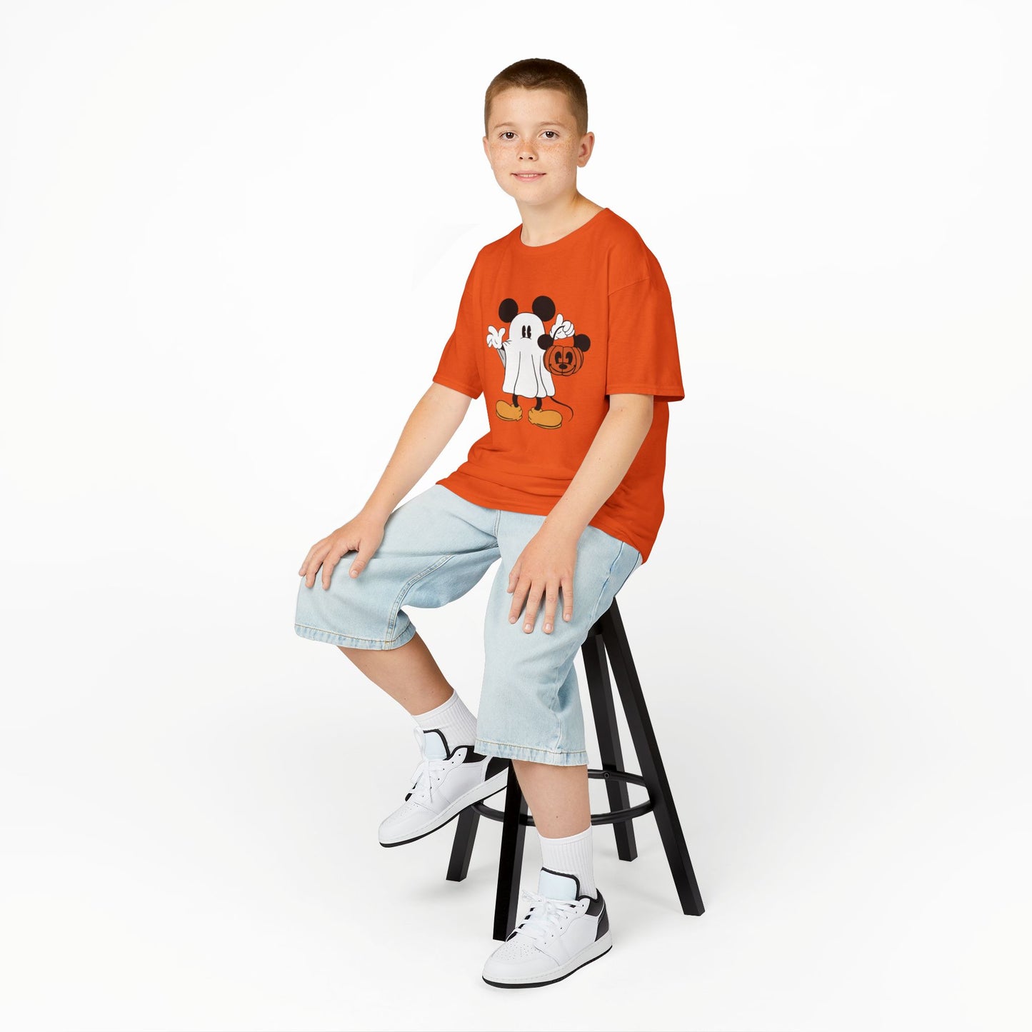 Mickey Ghost Kids Heavy Cotton T-Shirt
