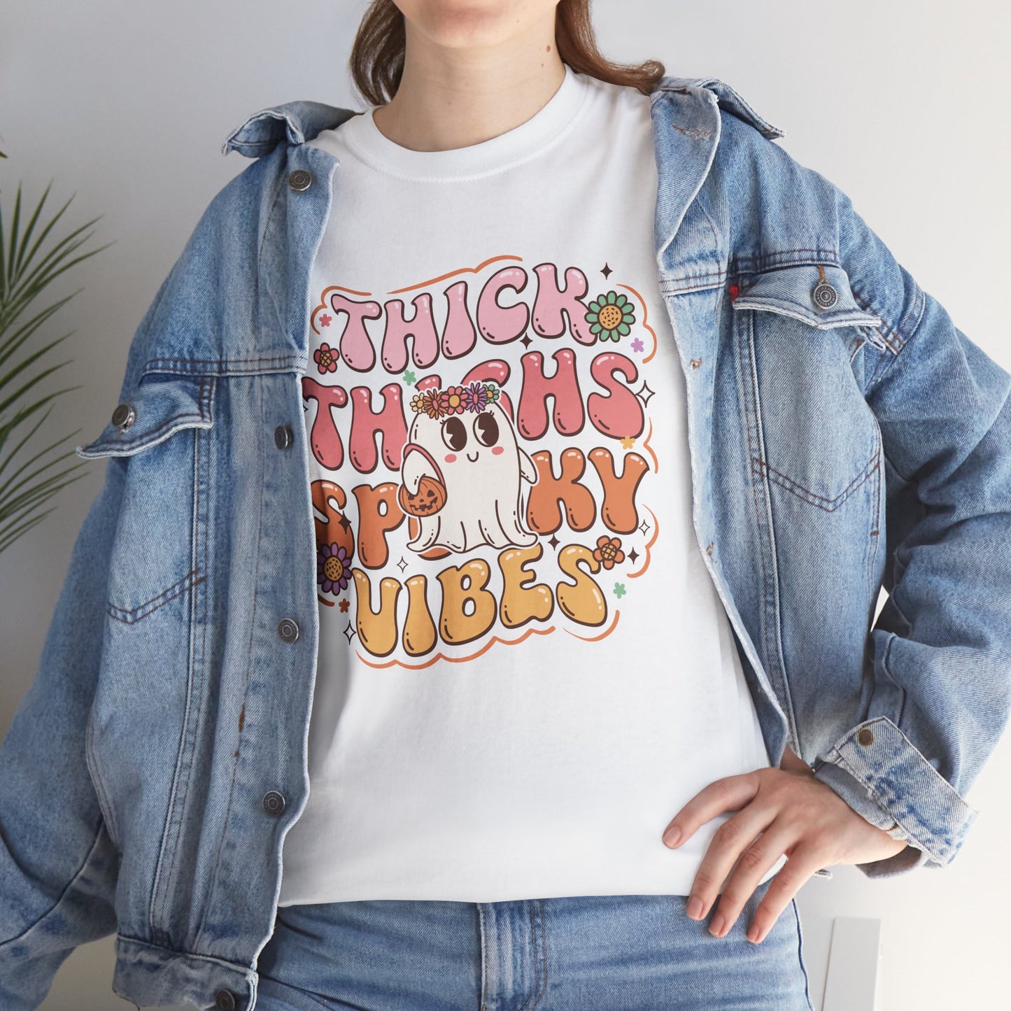Thick Thighs Spooky Vibes II Women's Heavy Cotton T-Shirt