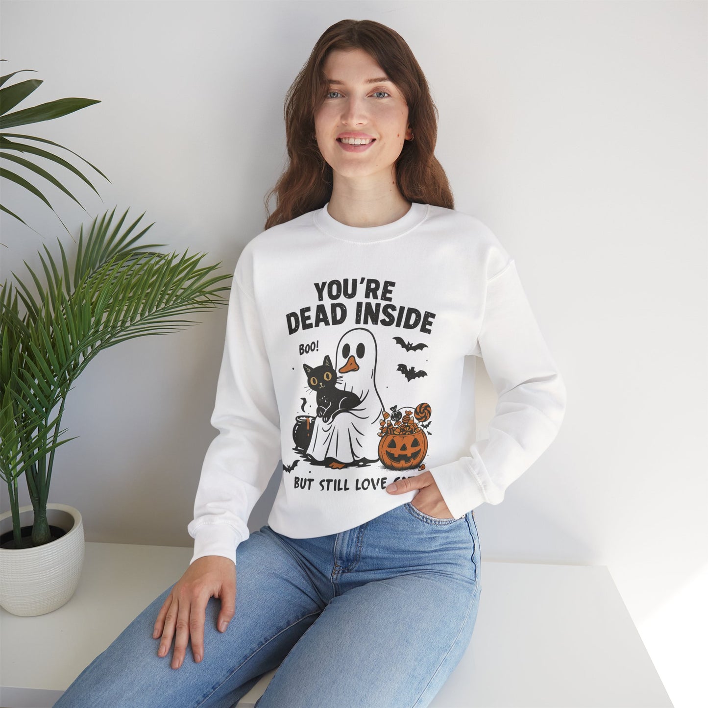 You’re Dead Inside But Still Love Cats Unisex Heavy Blend Crewneck Sweatshirt