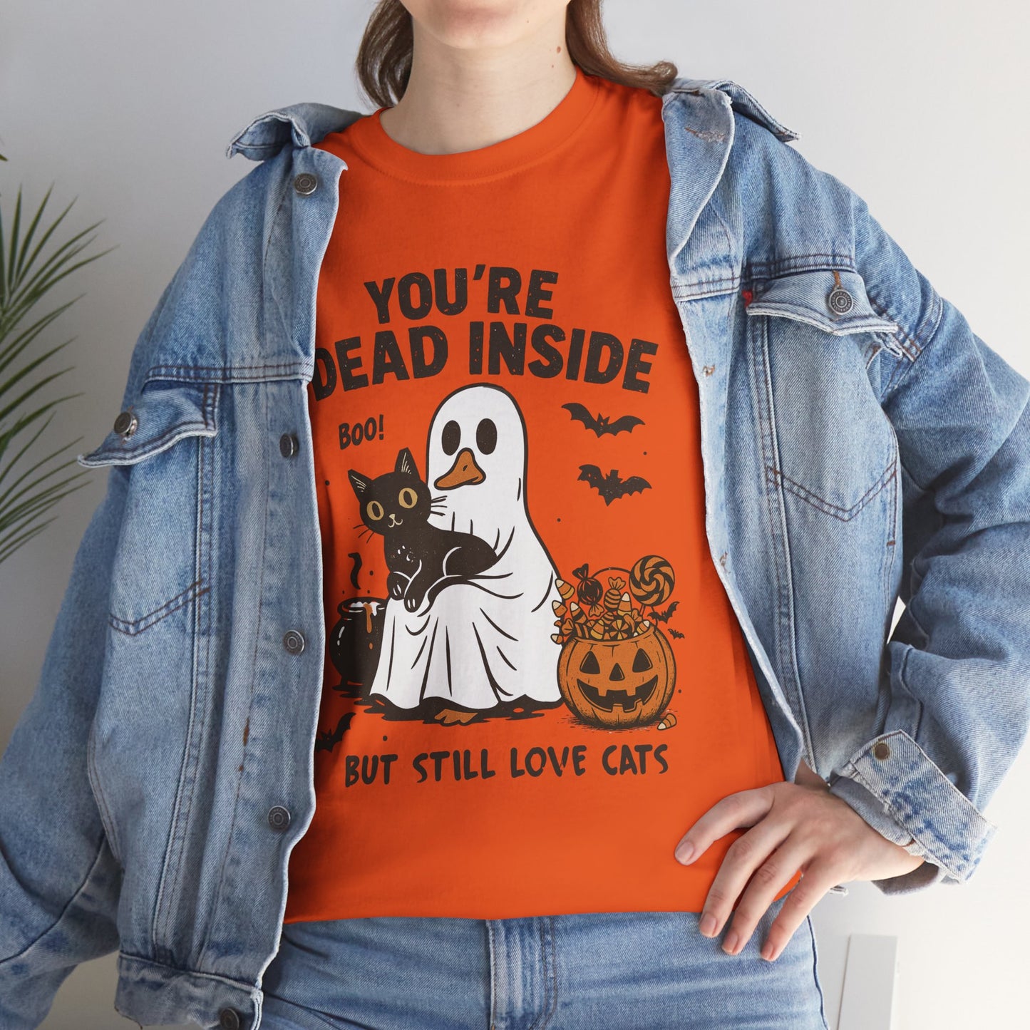 You're Dead Inside But Still Love Cats Unisex Heavy Cotton T-Shirt