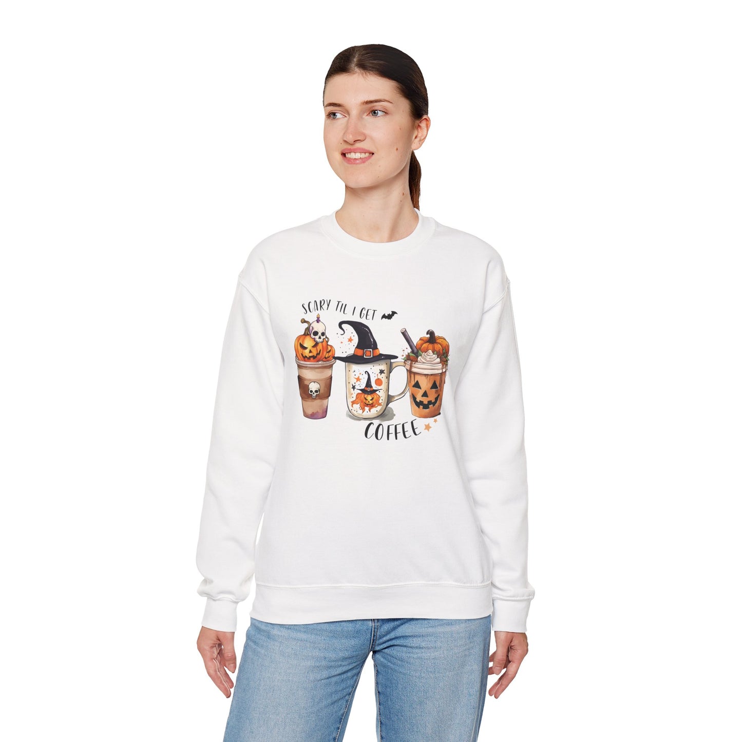 Scary Till I Get My Coffee II Unisex Heavy Blend Crewneck Sweatshirt