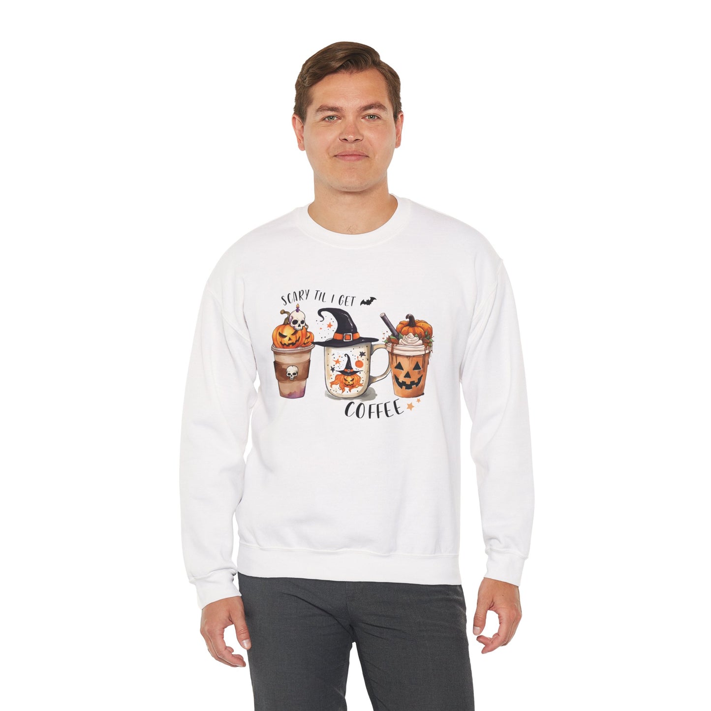 Scary Till I Get My Coffee II Unisex Heavy Blend Crewneck Sweatshirt