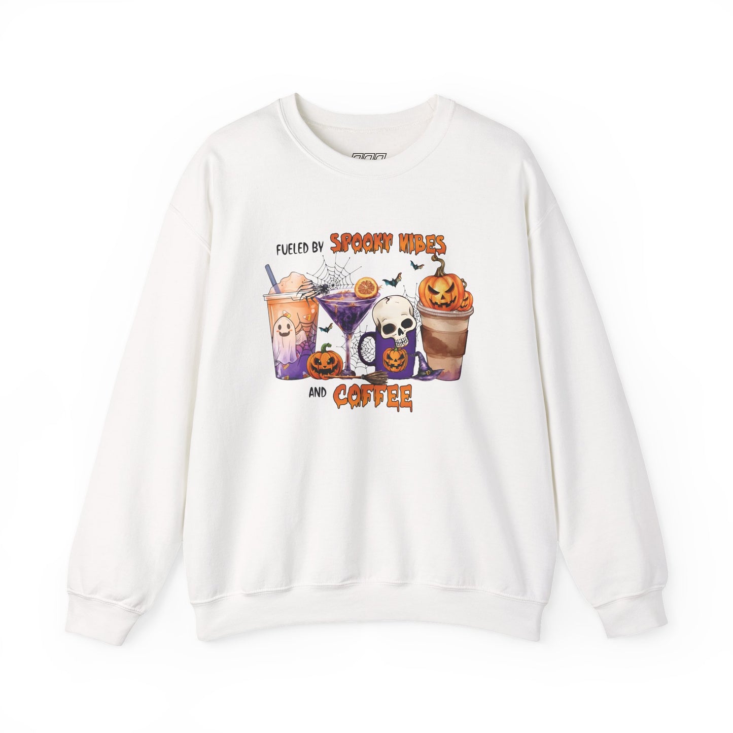 Fueled By Spooky Vibes And Coffee Unisex Heavy Blend Crewneck Sweatshirt