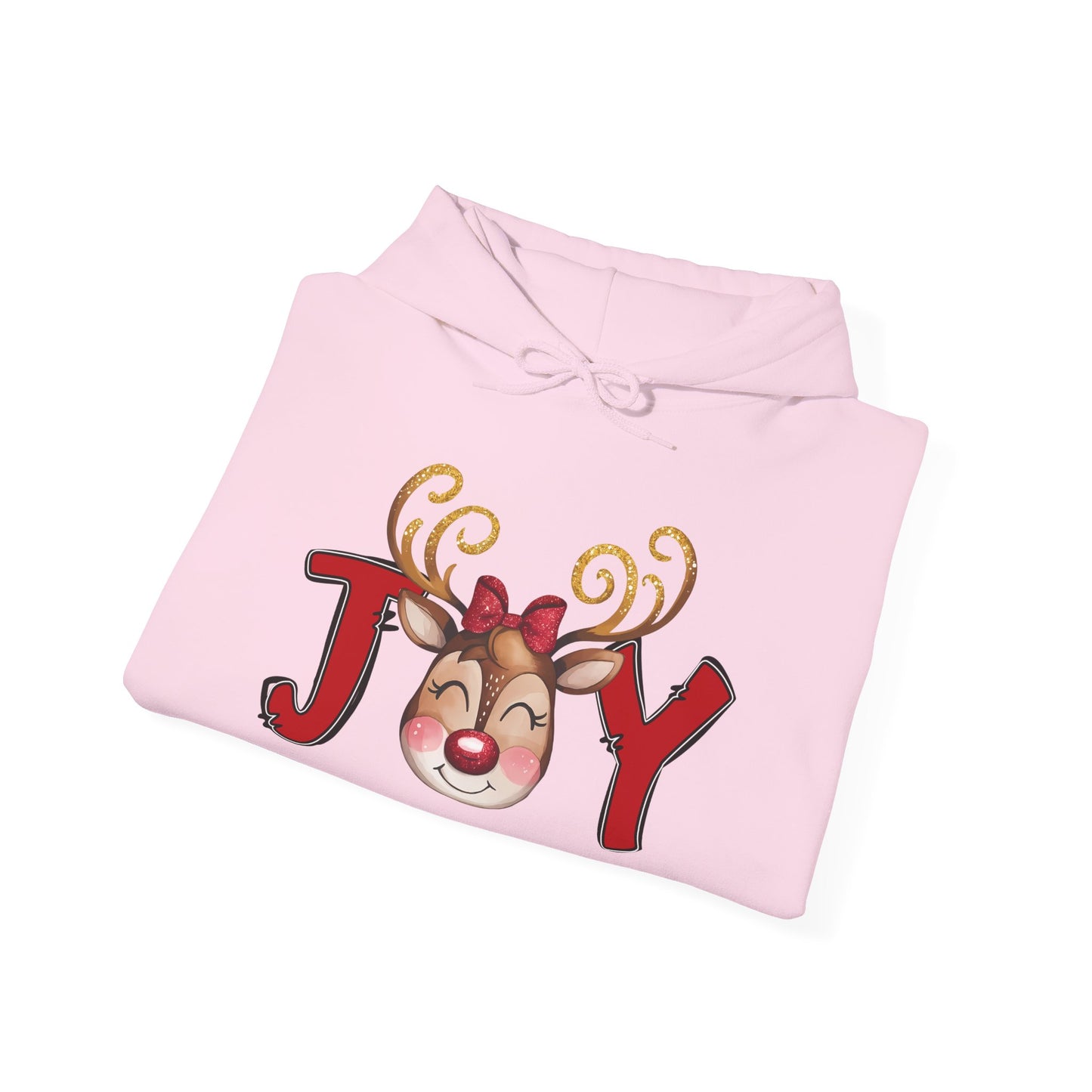 Reindeer Joy Women’s Christmas Hoodie – Cute Holiday Reindeer Heavy Blend Hooded Sweatshirt