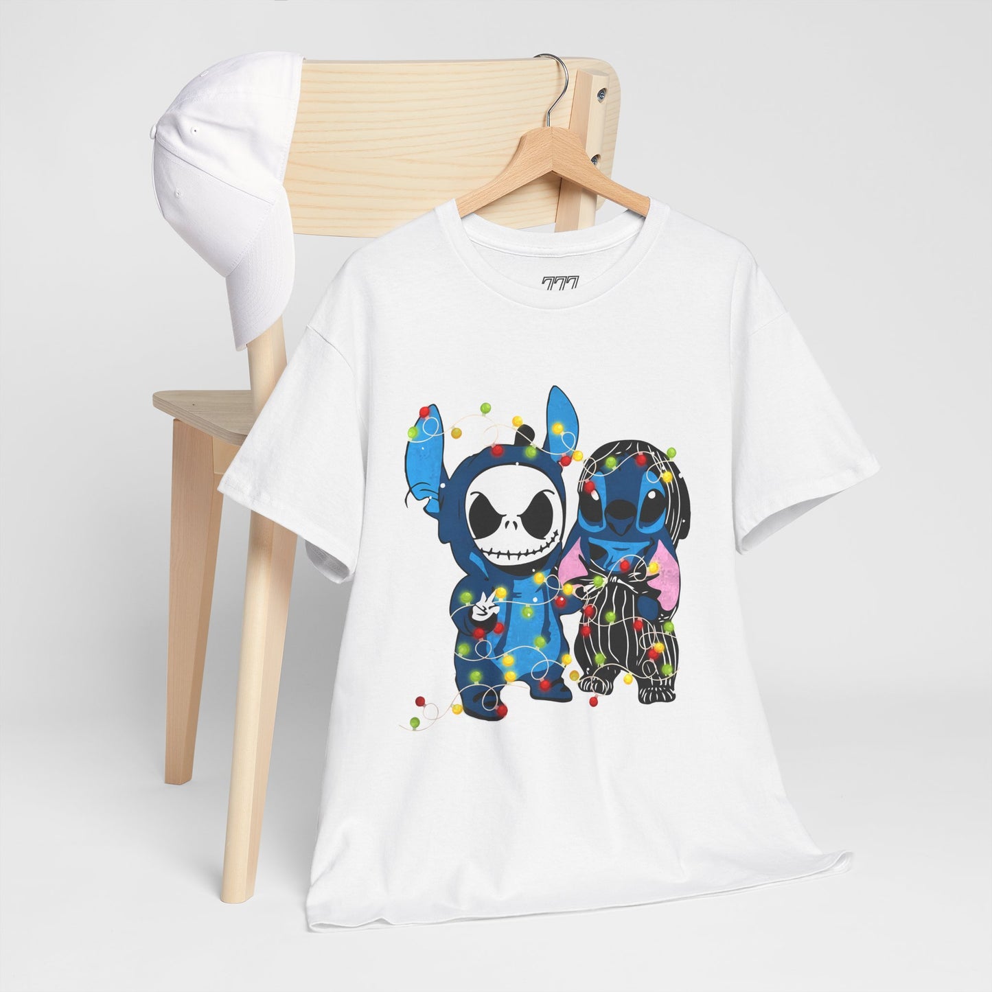 Cute Holiday Duo Christmas Unisex Heavy Cotton T-Shirt – Cartoon Alien & Skeleton Festive Tee