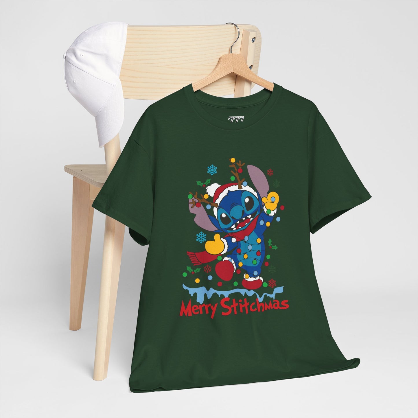 Merry Stitchmas T-Shirt – Cute Holiday Alien Unisex Heavy Cotton Tee