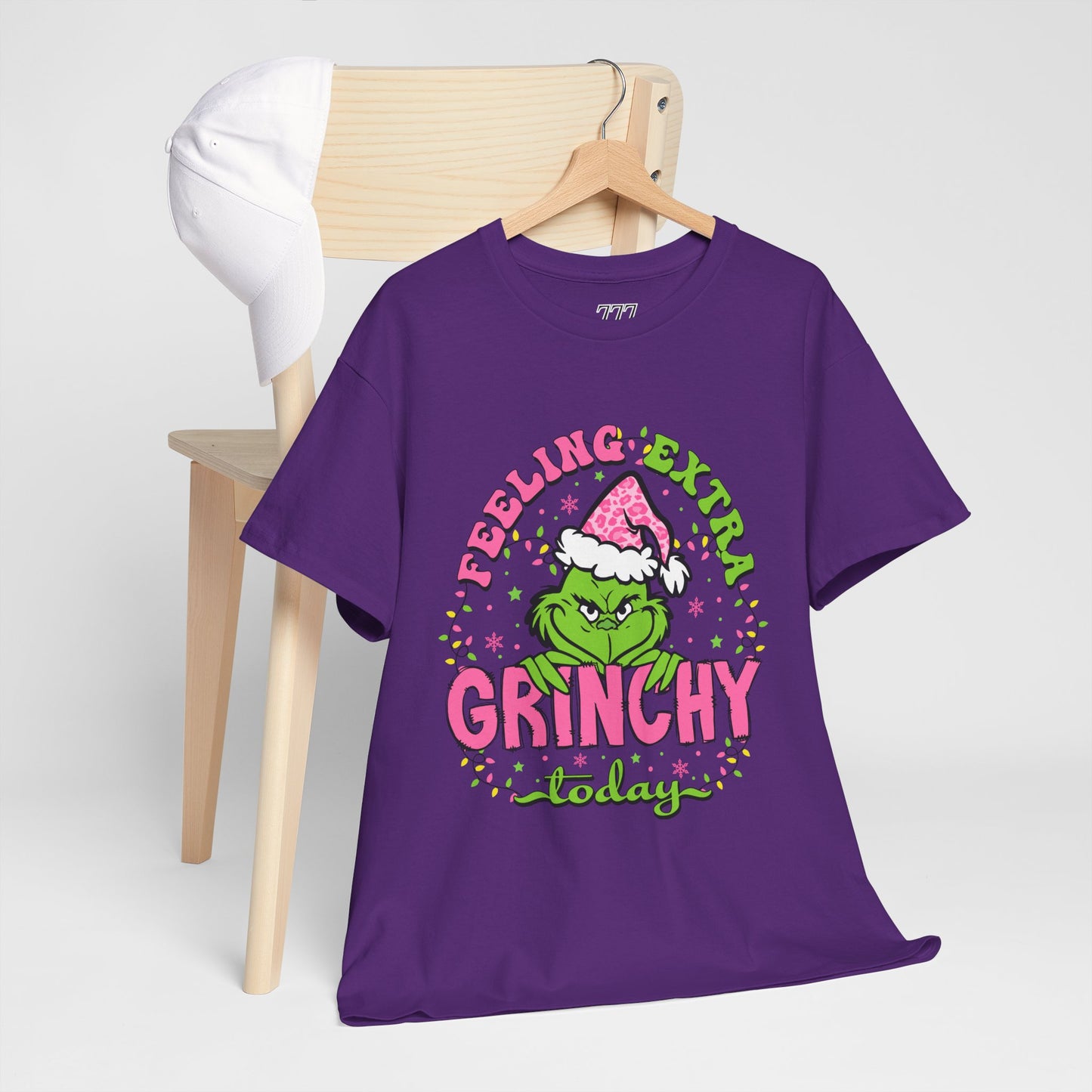 Feeling Extra Grinchy Today Funny Christmas Grinch-Inspired Holiday Tee – Pink Santa Festive Unisex Heavy Cotton T-Shirt