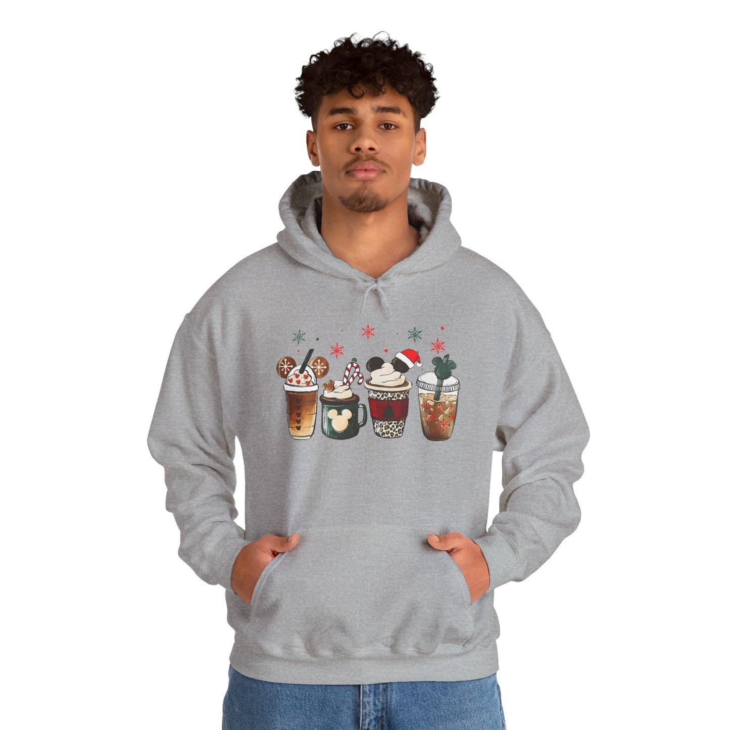 Christmas Coffee Lovers Hoodie – Cute Holiday Drink Art Hooded Sweatshirt (Unisex)