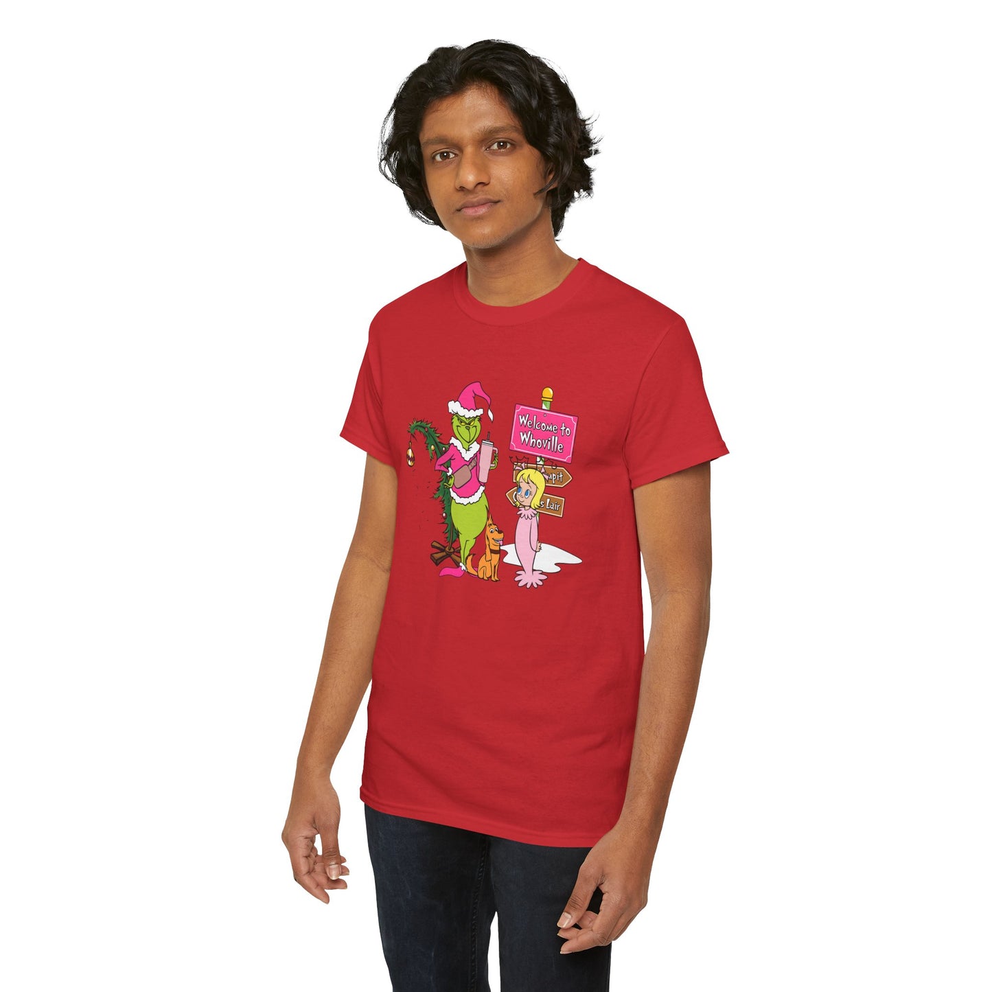Welcome to Merryville Christmas T-Shirt – Cute Green Christmas Creature Holiday Tee (Unisex)