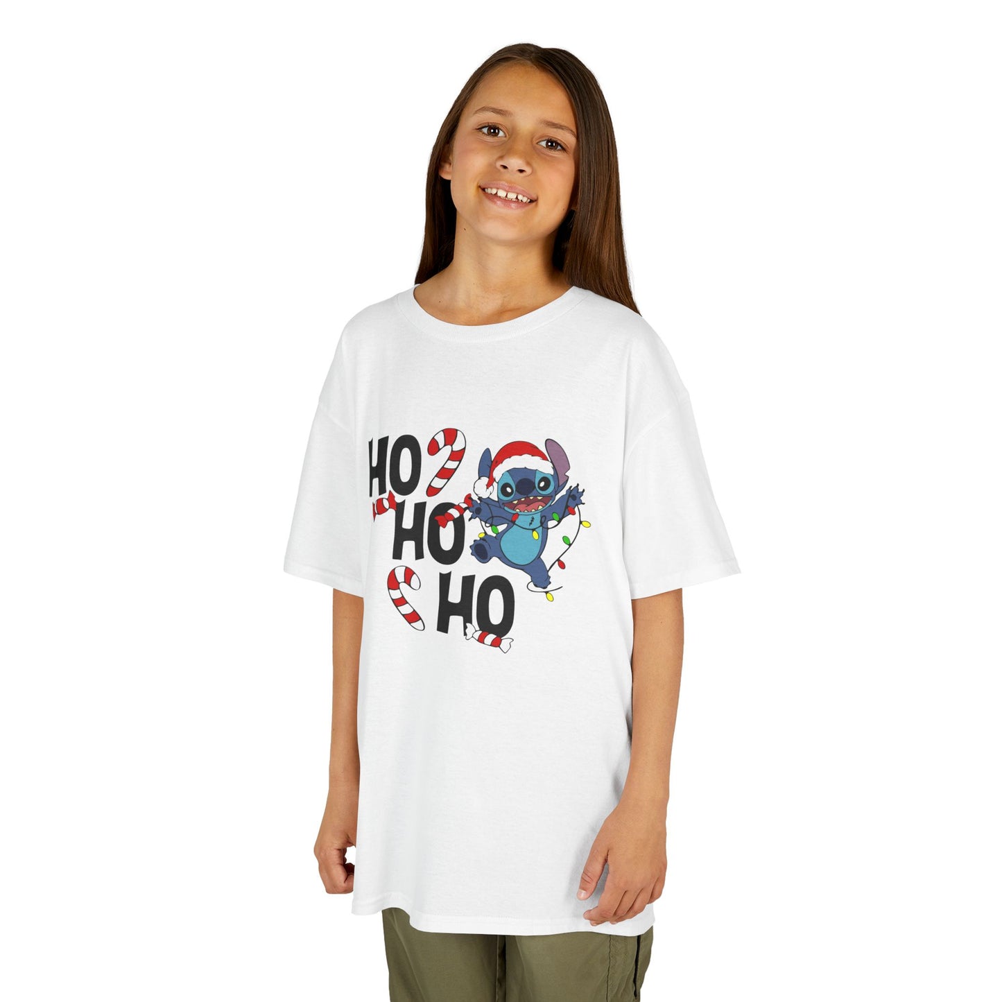 Ho Ho Ho Christmas Alien Kids T-Shirt – Festive Heavy Cotton Holiday Tee
