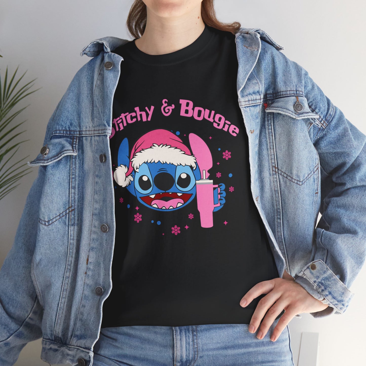 Stitchy & Bougie Christmas T-Shirt – Cute Holiday Women’s Heavy Cotton Tee
