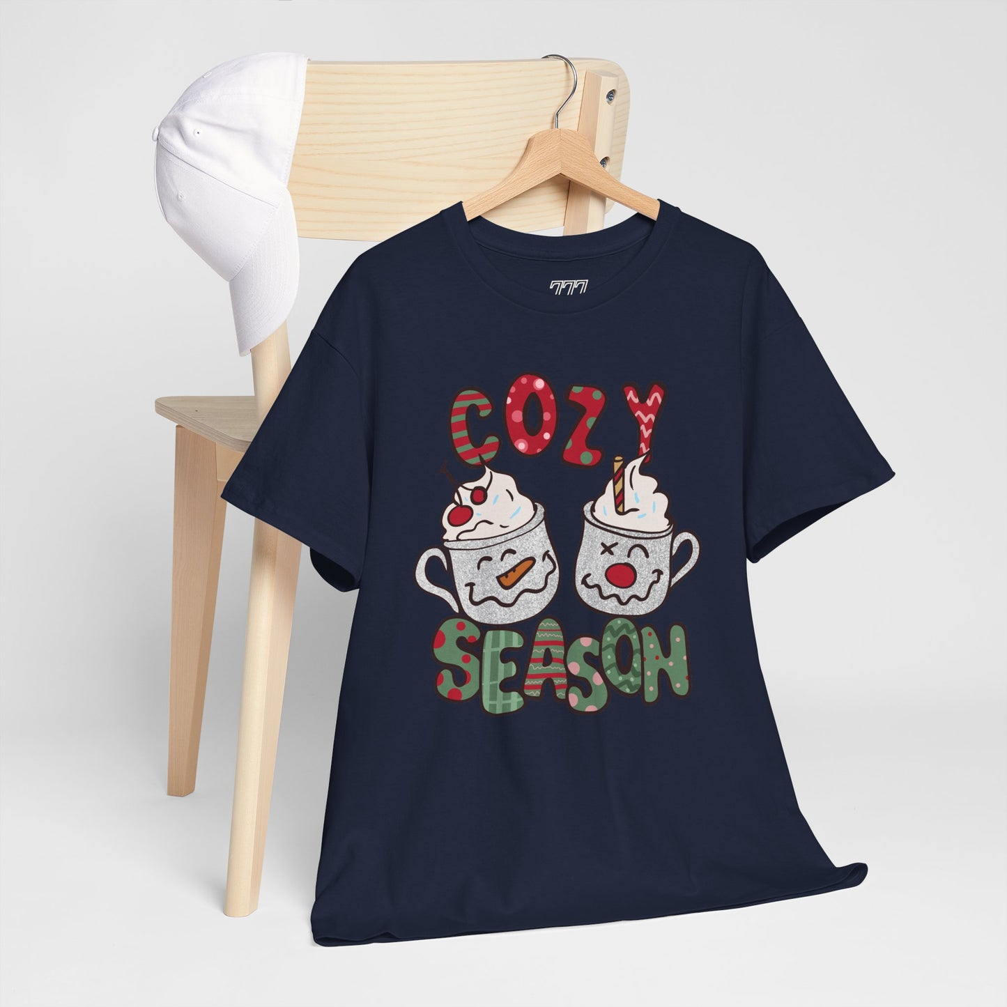 Cozy Season Christmas Unisex Heavy Cotton T-Shirt – Cute Holiday Hot Cocoa Tee