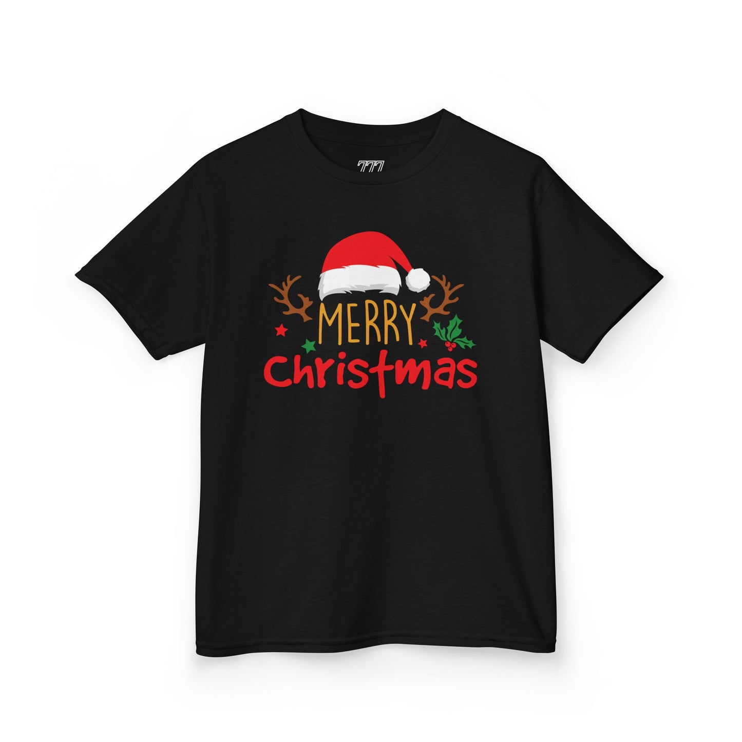 Merry Christmas Reindeer Kids T-Shirt – Cute Holiday Santa Hat Xmas Graphic Tee