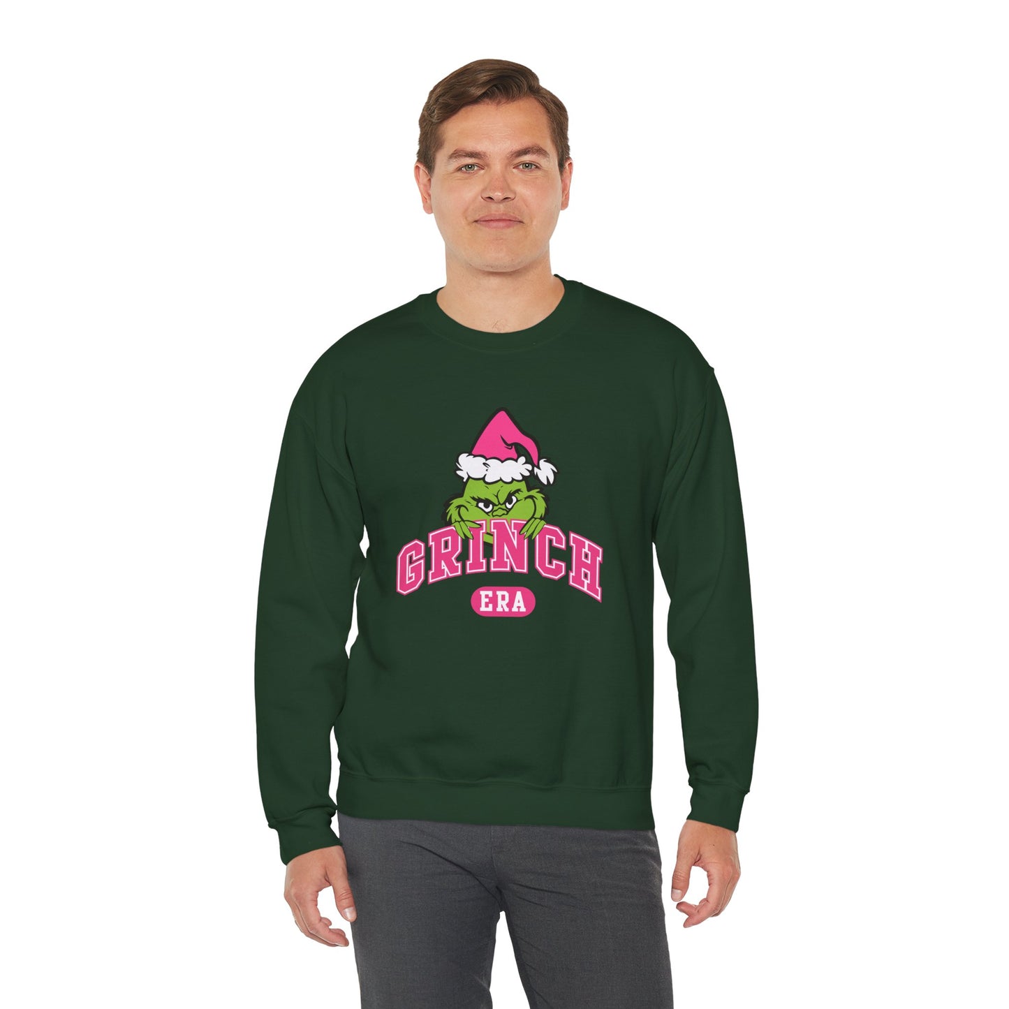Grinch Era Christmas Crewneck – Cozy Pink Santa Grinch Sweatshirt (Unisex)