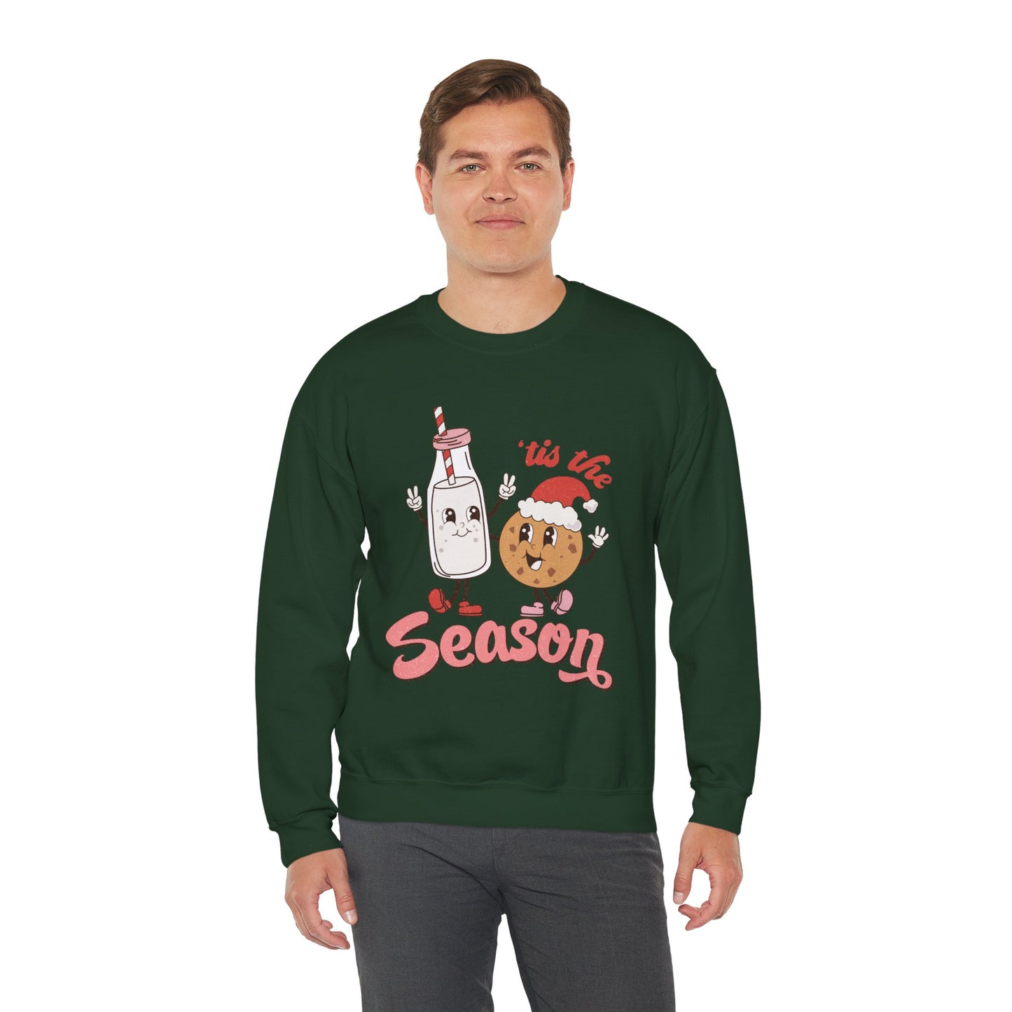 Tis The Season Milk & Cookie Christmas Unisex Heavy Blend Crewneck Sweatshirt