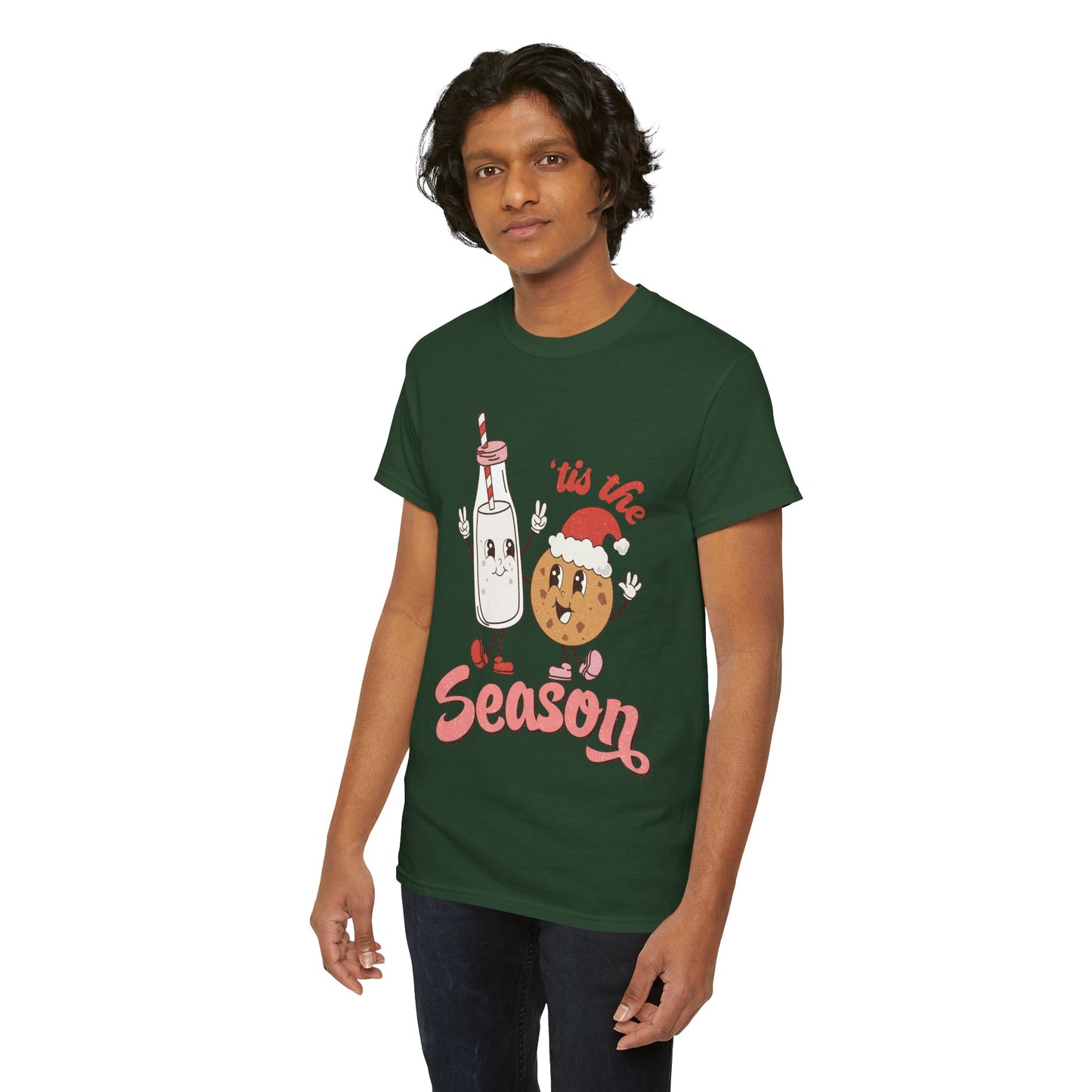 Tis The Season Milk & Cookie Christmas Unisex Heavy Cotton T-Shirt