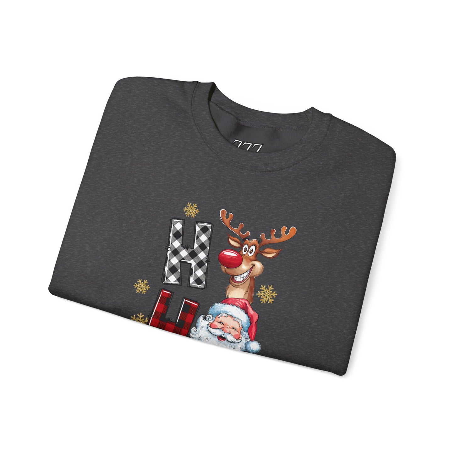 HO HO HO Christmas Unisex Heavy Blend Crewneck Sweatshirt – Santa, Reindeer & Snowman Holiday Sweater