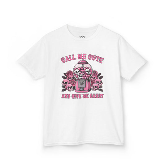 Call Me Cute And Give Me Candy Kids Heavy Cotton T-Shirt