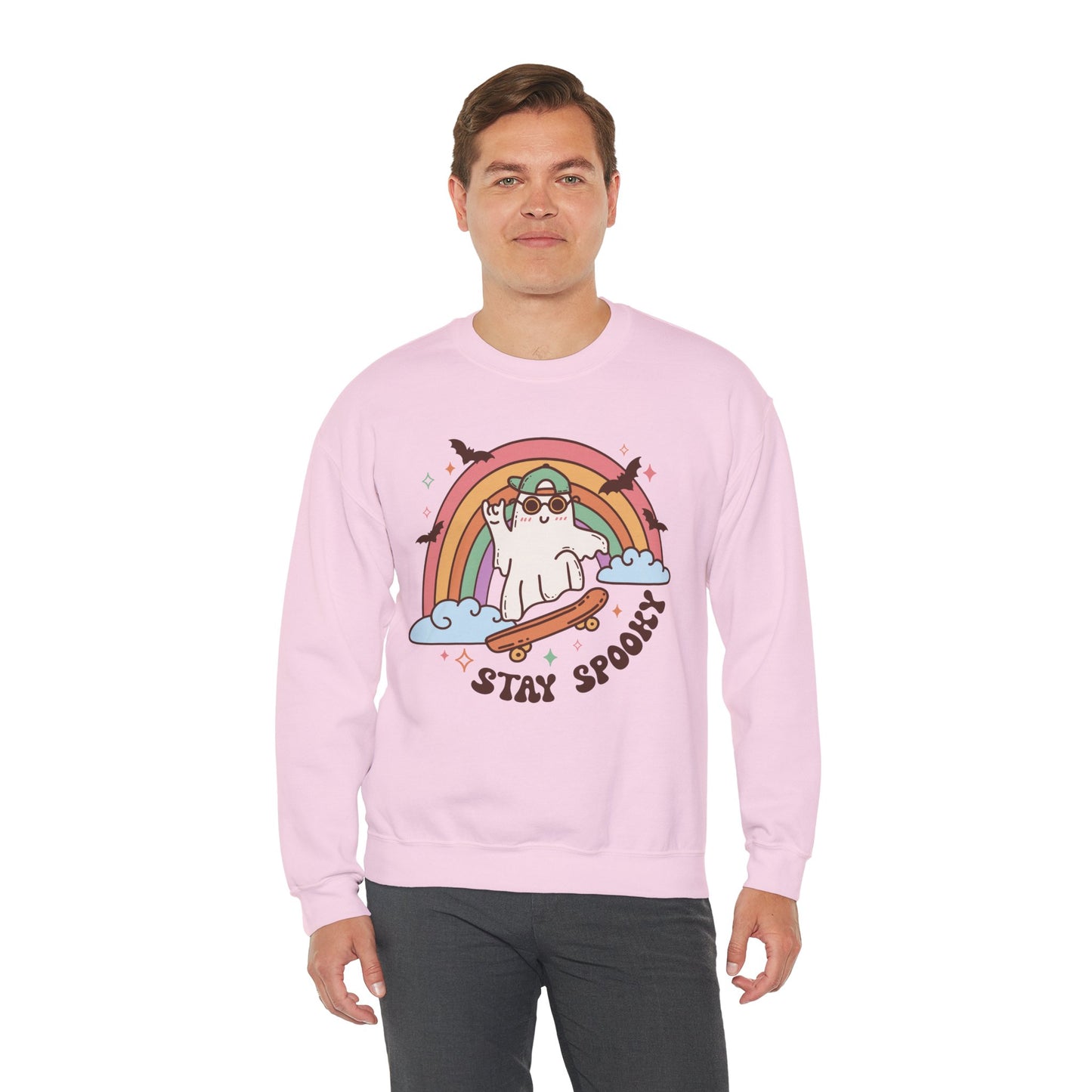 Stay Spooky Ghost Skater Unisex Heavy Blend Crewneck Sweatshirt