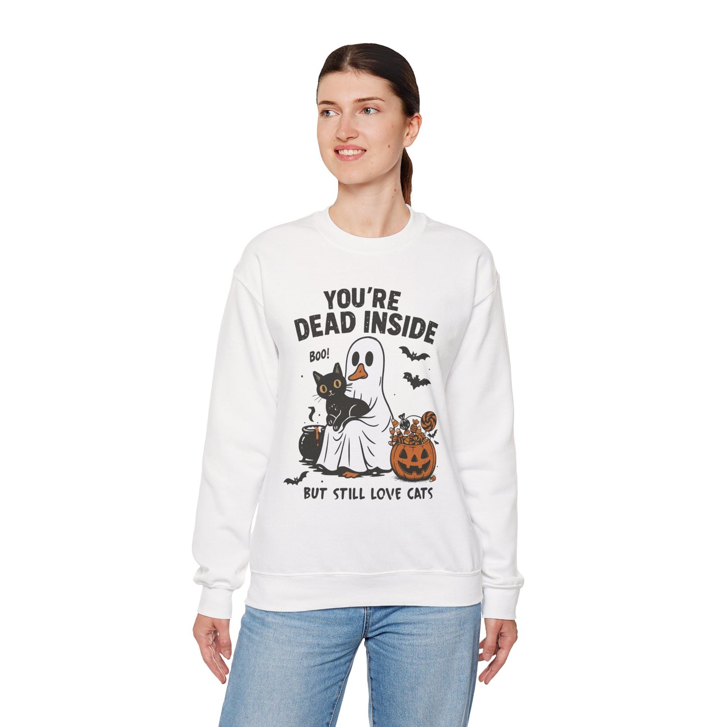 You’re Dead Inside But Still Love Cats Unisex Heavy Blend Crewneck Sweatshirt