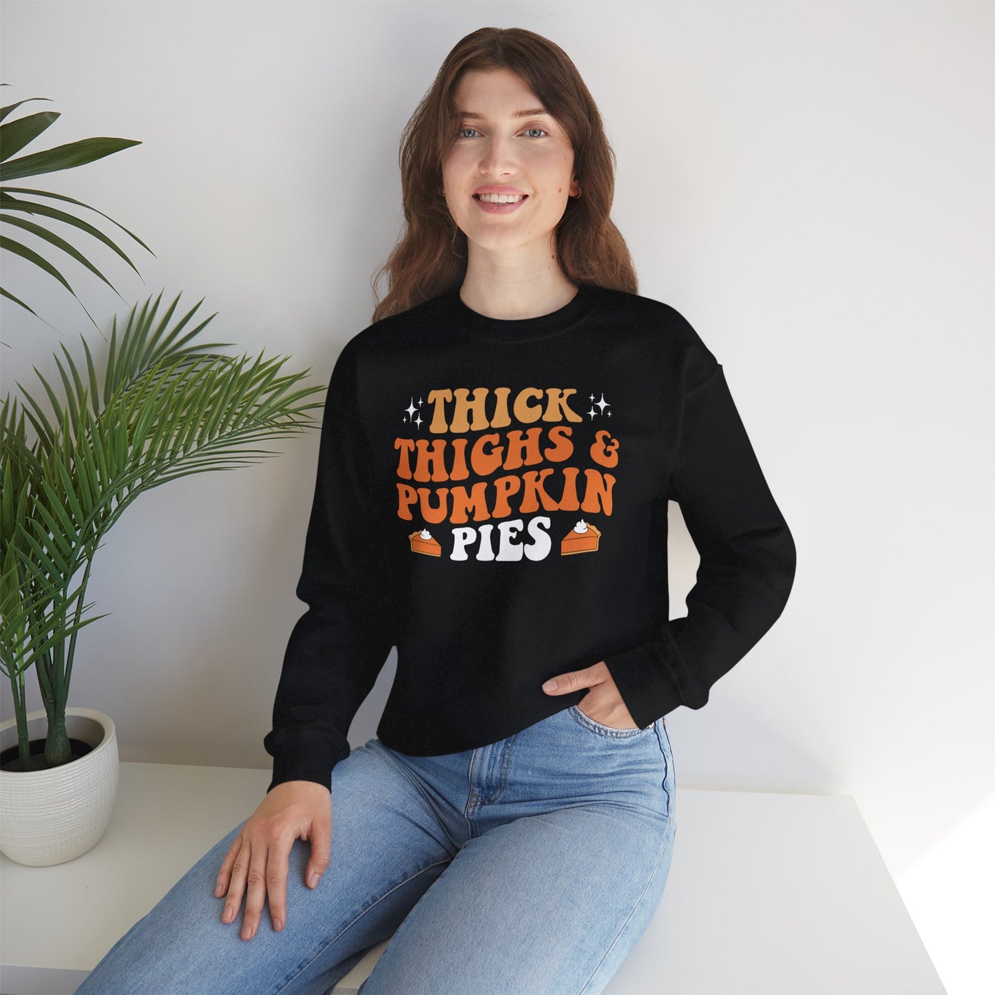 Thick Thighs & Pumpkin Pies Women’s Heavy Blend Crewneck Sweatshirt
